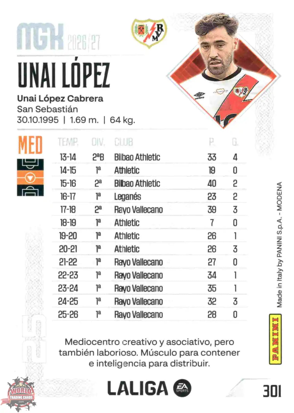 Panini | Megacracks | 2026-2027 | #301 | Unai López | Rayo Vallecano | Basico