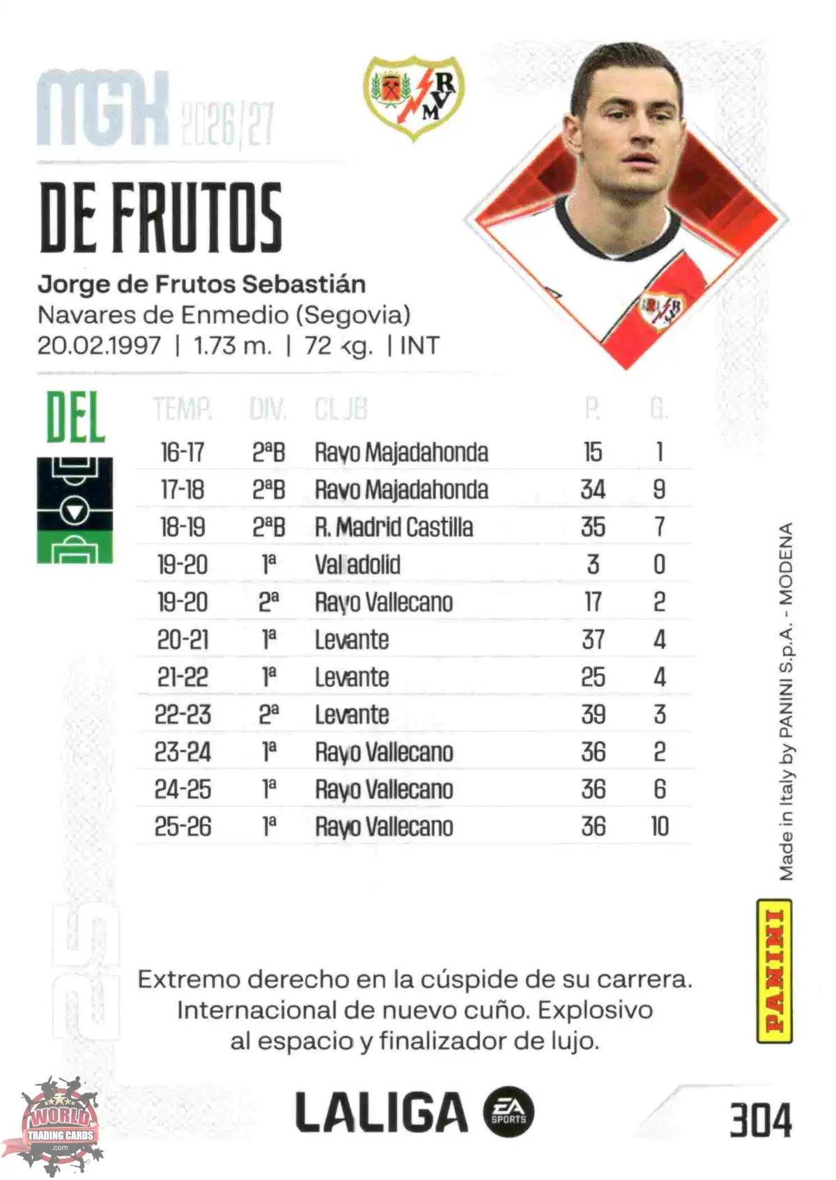 Panini | Megacracks | 2026-2027 | #304 | De Frutos | Rayo Vallecano | Basico