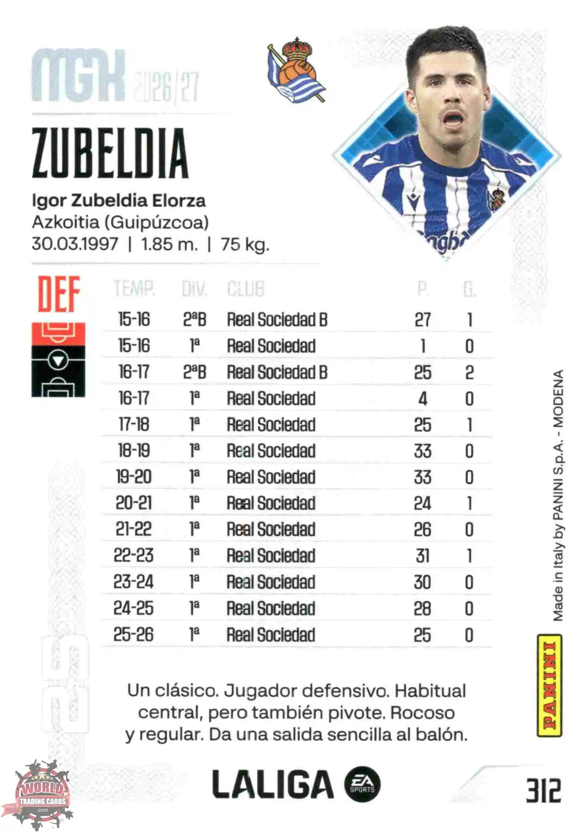 Zubeldia - Real Sociedad - Panini Megacracks - 2025-2026 - #312 - Basic