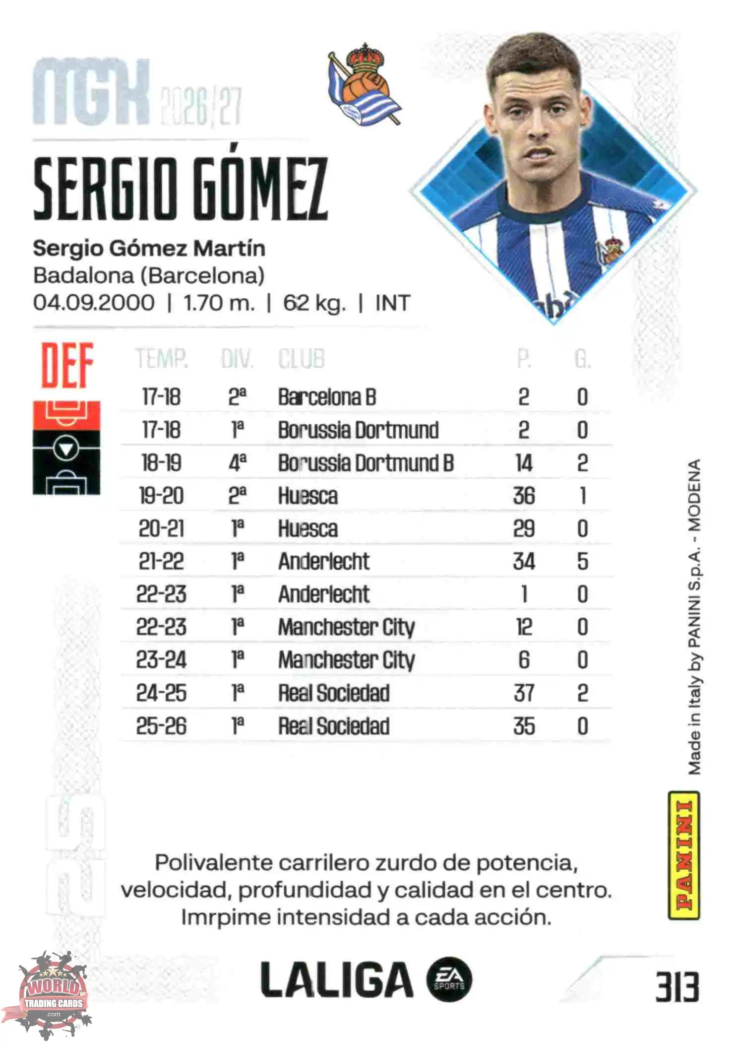 Panini | Megacracks | 2026-2027 | #313 | Sergio Gómez | Real Sociedad | Basico