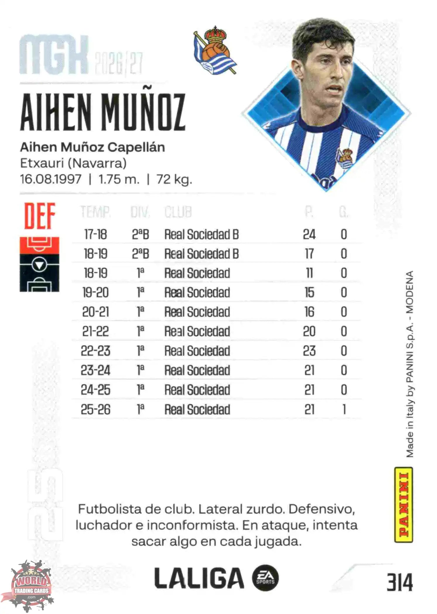 Panini | Megacracks | 2026-2027 | #314 | Aihen Muñoz | Real Sociedad | Basico