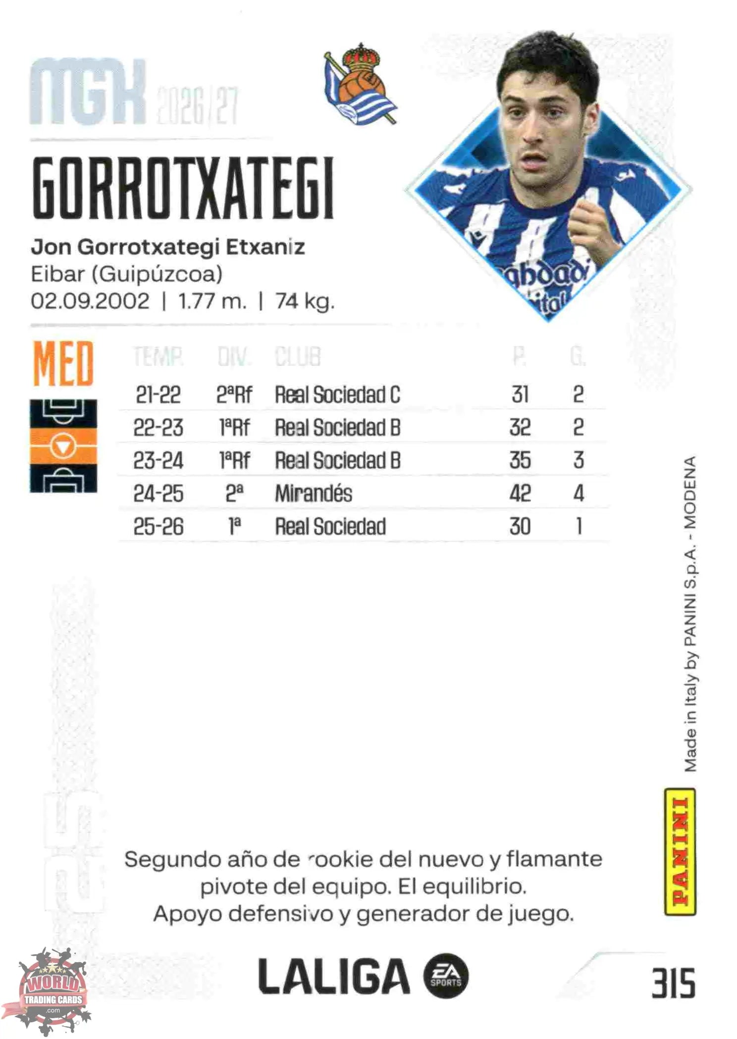 Panini | Megacracks | 2026-2027 | #315 | Gorrotxategi | Real Sociedad | Basico