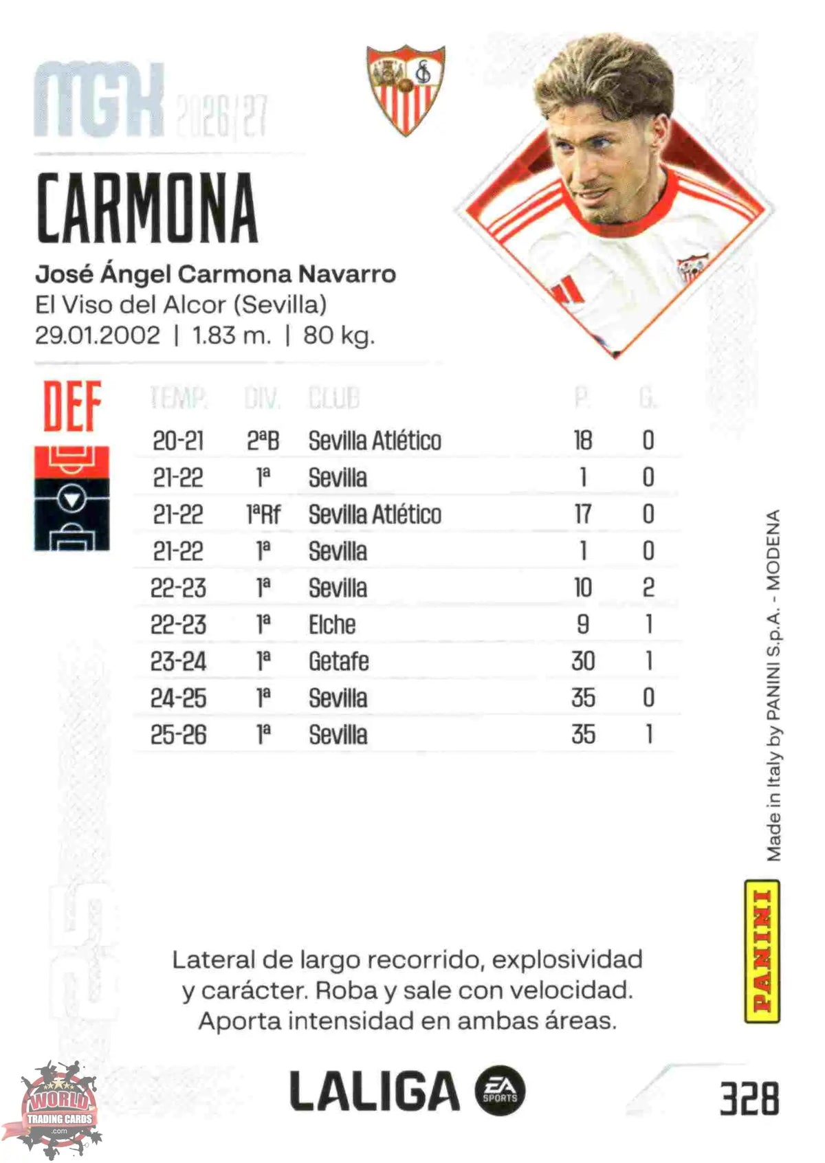 Carmona - Sevilla FC - Panini Megacracks - 2025-2026 - #328 - Basic