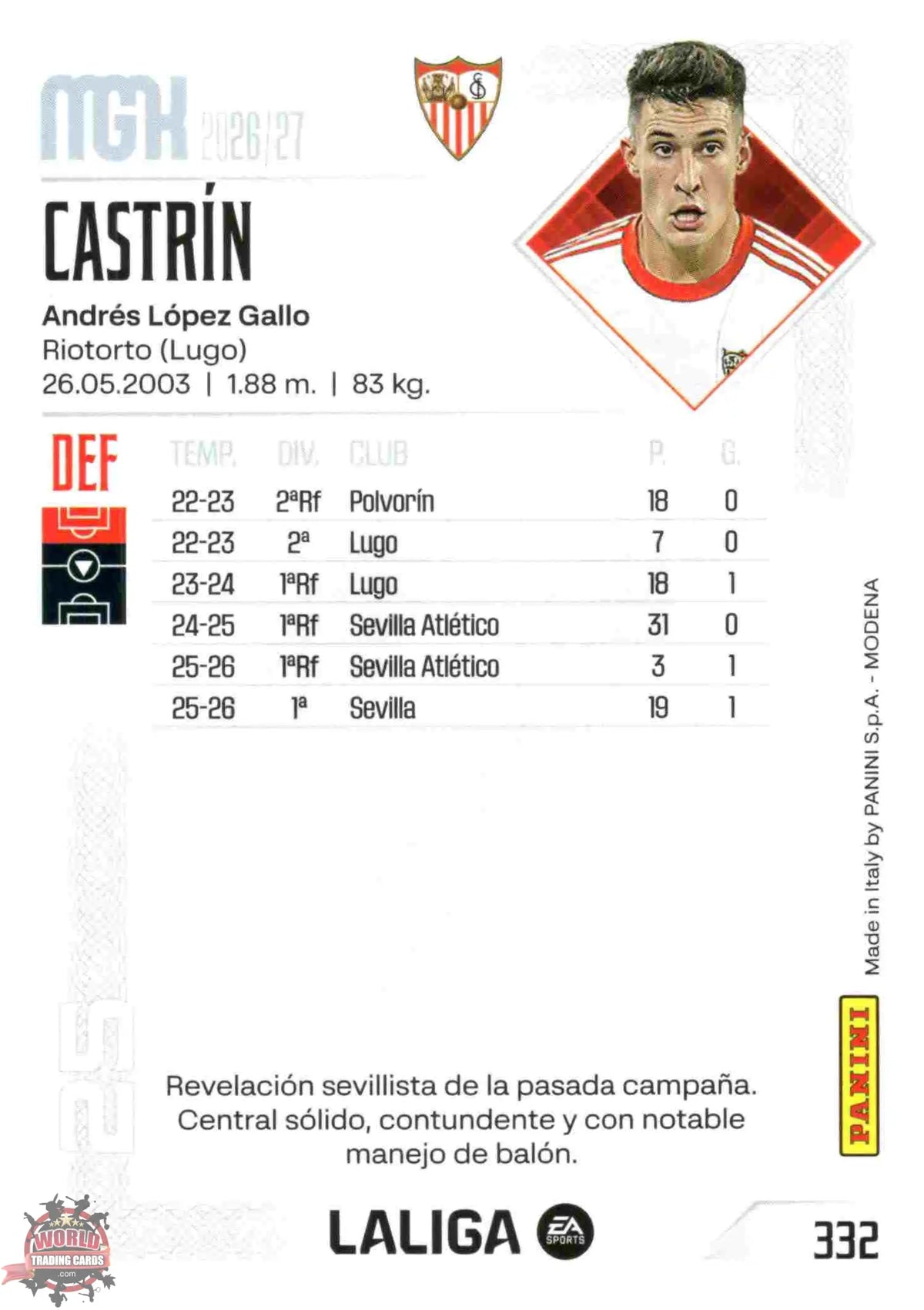 Panini | Megacracks | 2026-2027 | #332 | Castrín | Sevilla FC | Basico