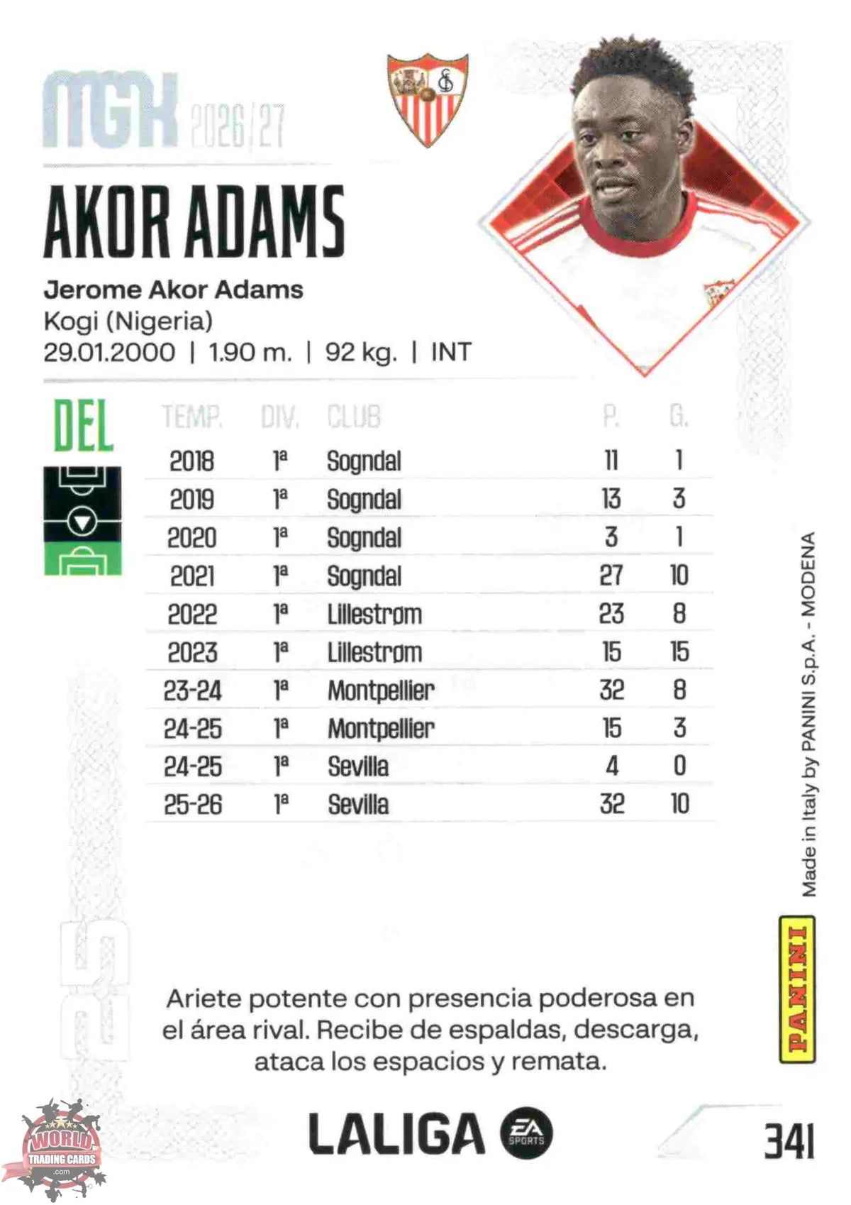 Panini | Megacracks | 2026-2027 | #341 | Akor Adams | Sevilla FC | Basico