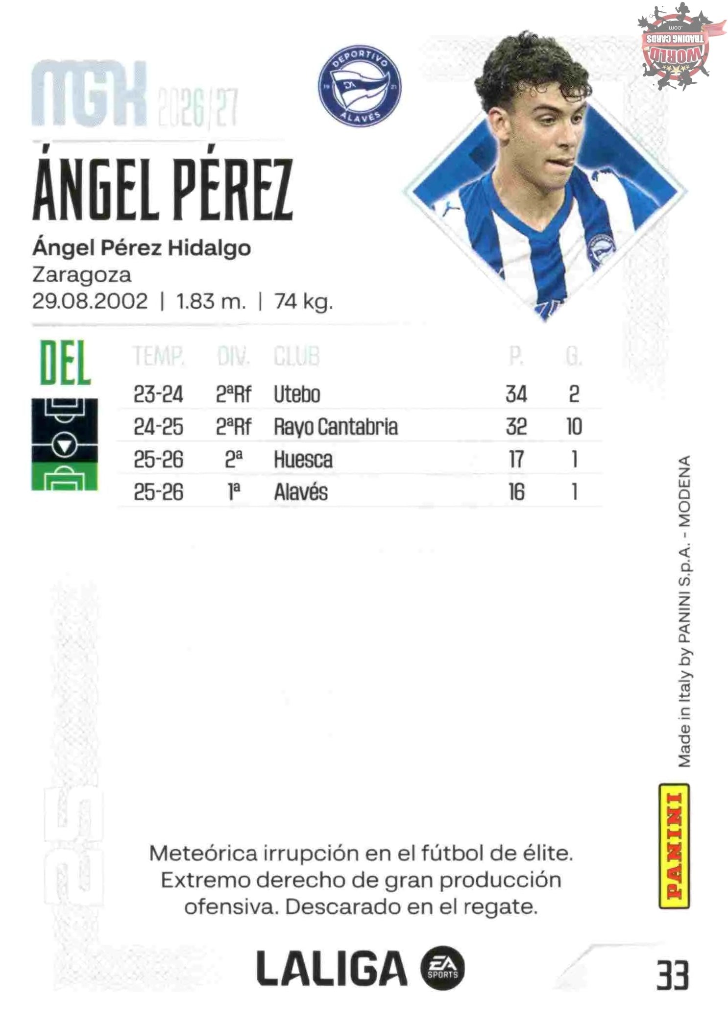Panini | Megacracks | 2026-2027 | #033 | Ángel Pérez | Deportivo Alavés | Basico