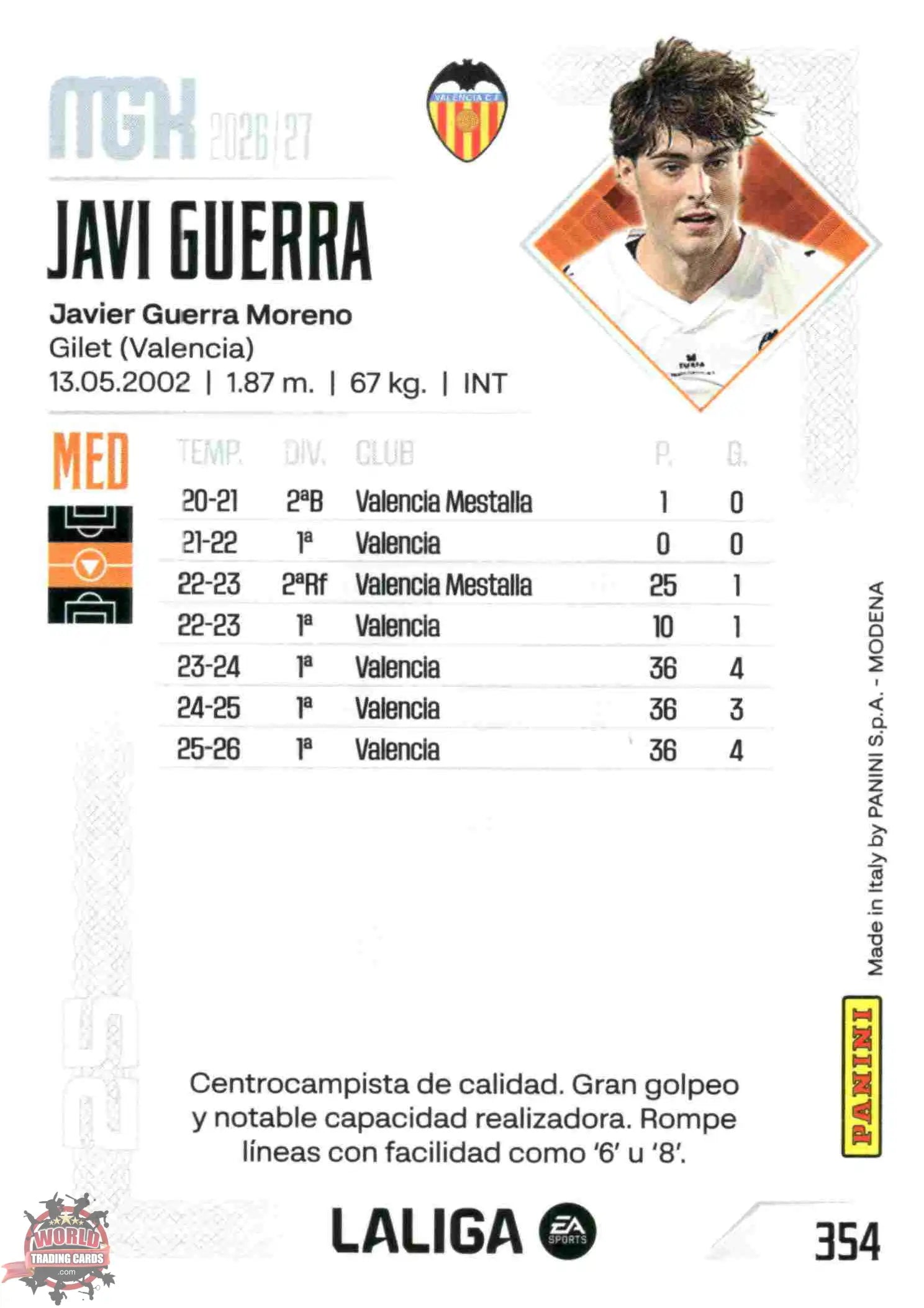 Panini | Megacracks | 2026-2027 | #354 | Javi Guerra | Valencia CF | Basico