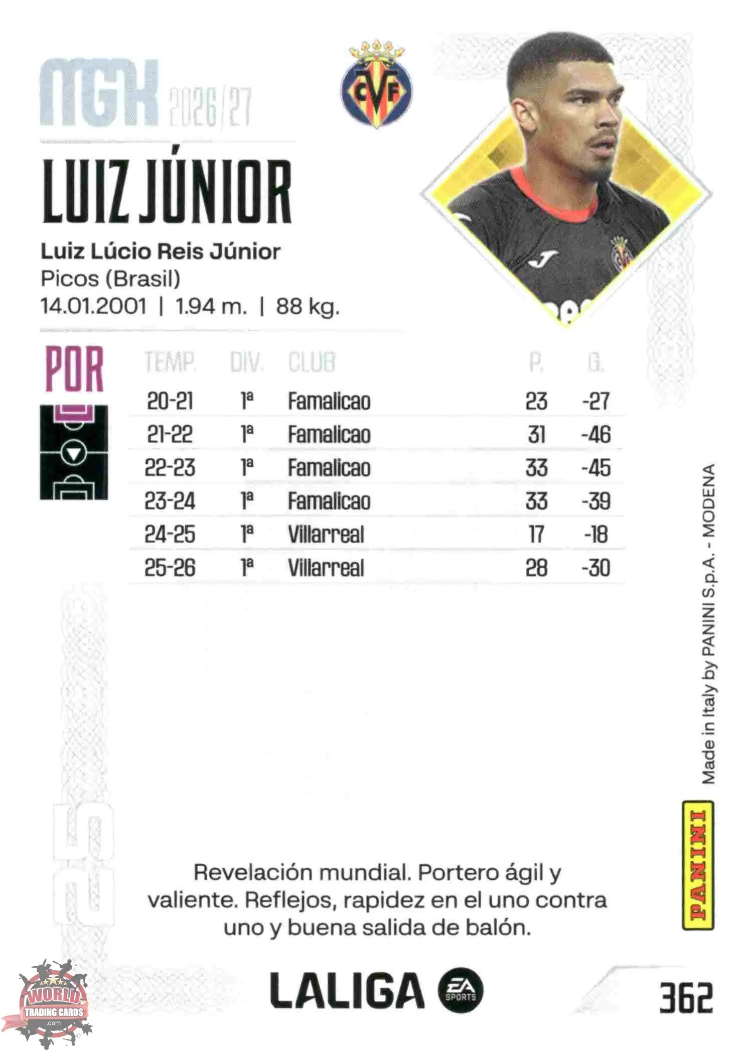 Panini | Megacracks | 2026-2027 | #362 | Luiz Júnior | Villarreal CF | Basico