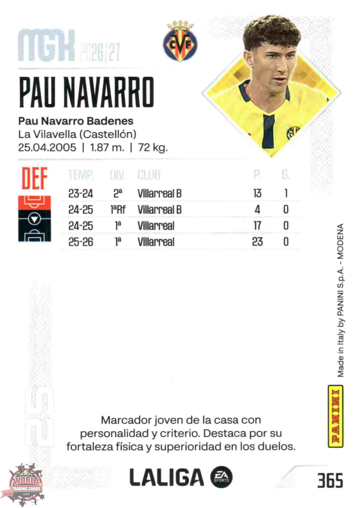 Panini | Megacracks | 2026-2027 | #365 | Pau Navarro | Villarreal CF | Basico