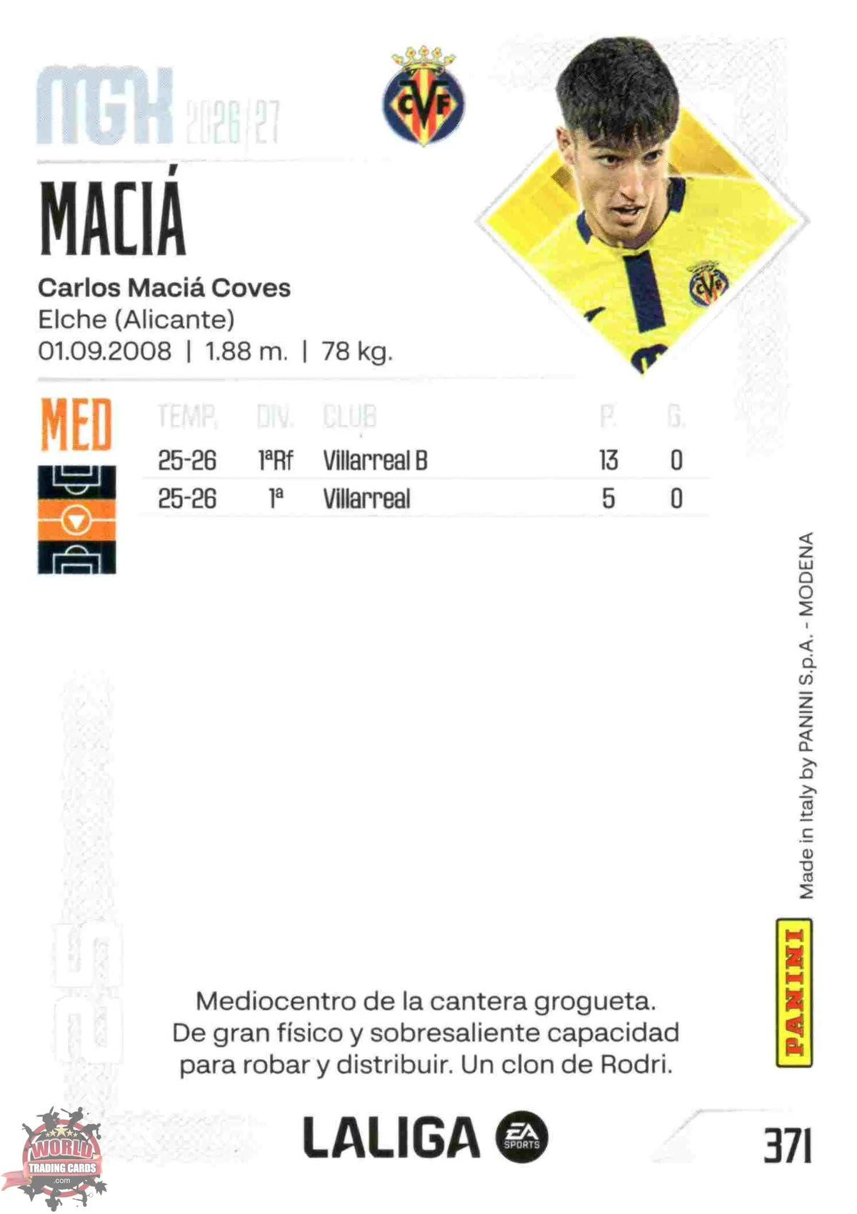Panini | Megacracks | 2026-2027 | #371 | Macía | Villarreal CF | Basico