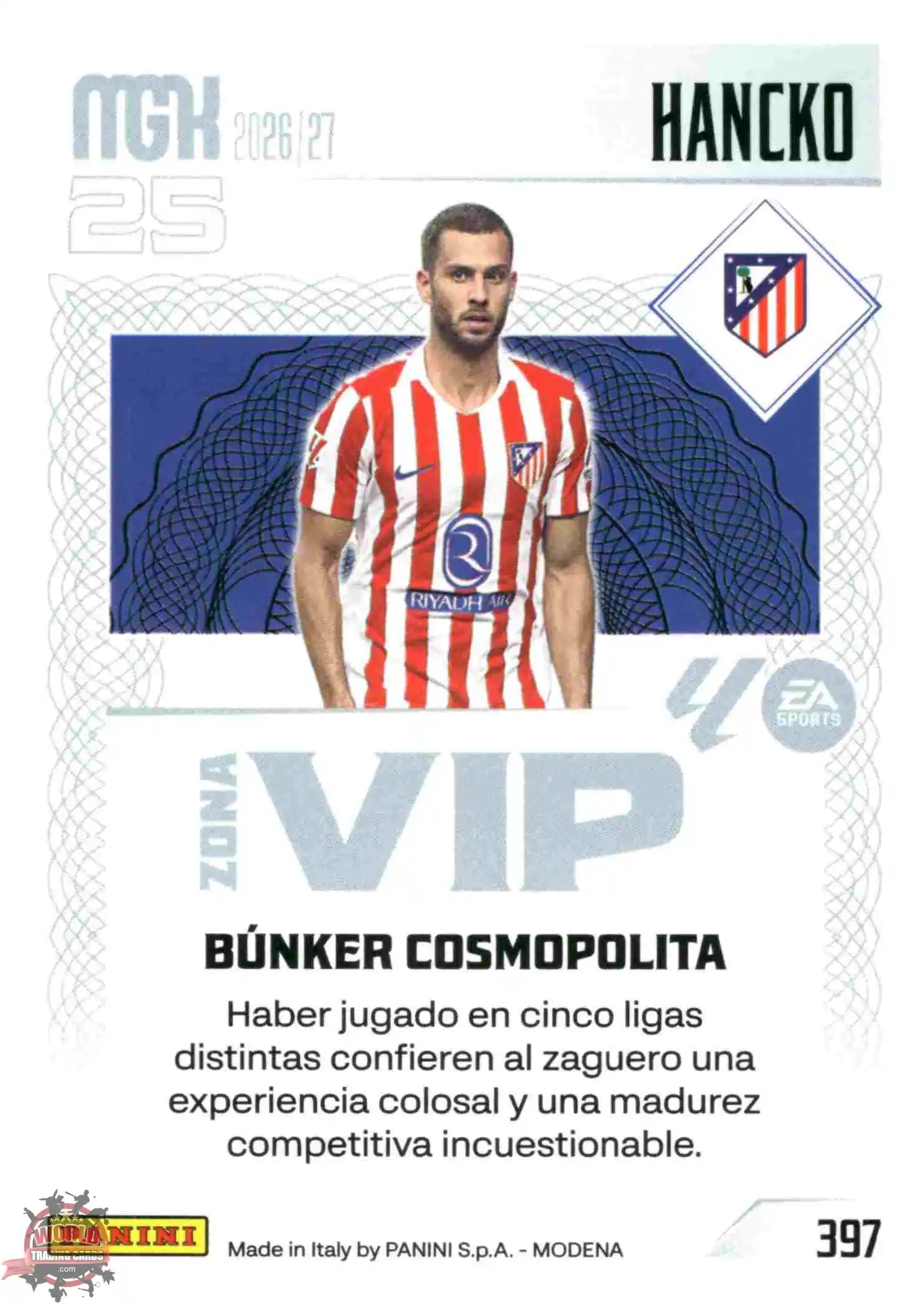 Panini | Megacracks | 2026-2027 | #397 | Hancko | Atlético de Madrid | Zona Vip