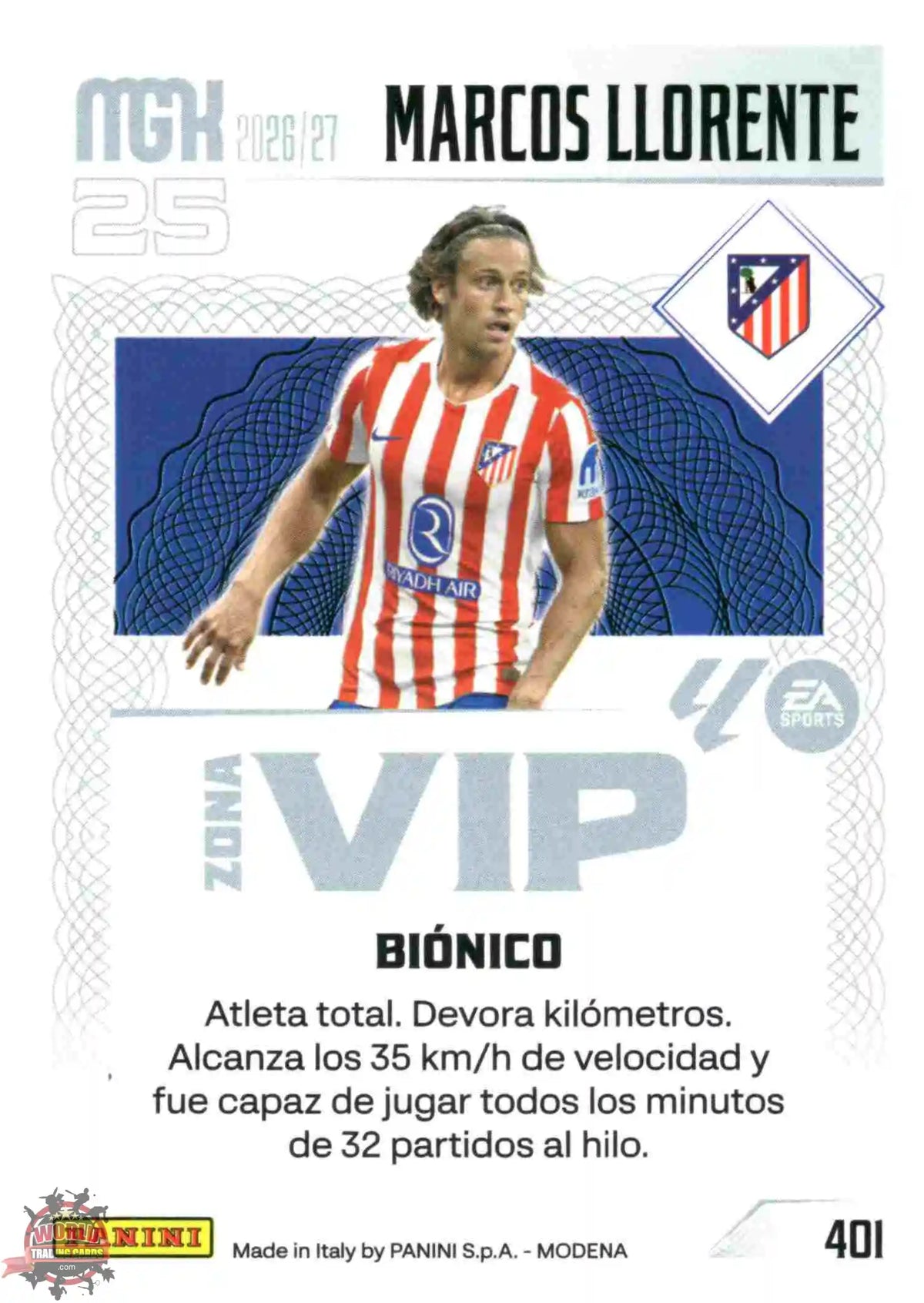 Panini | Megacracks | 2026-2027 | #401 | Marcos Llorente | Atlético de Madrid | Zona Vip