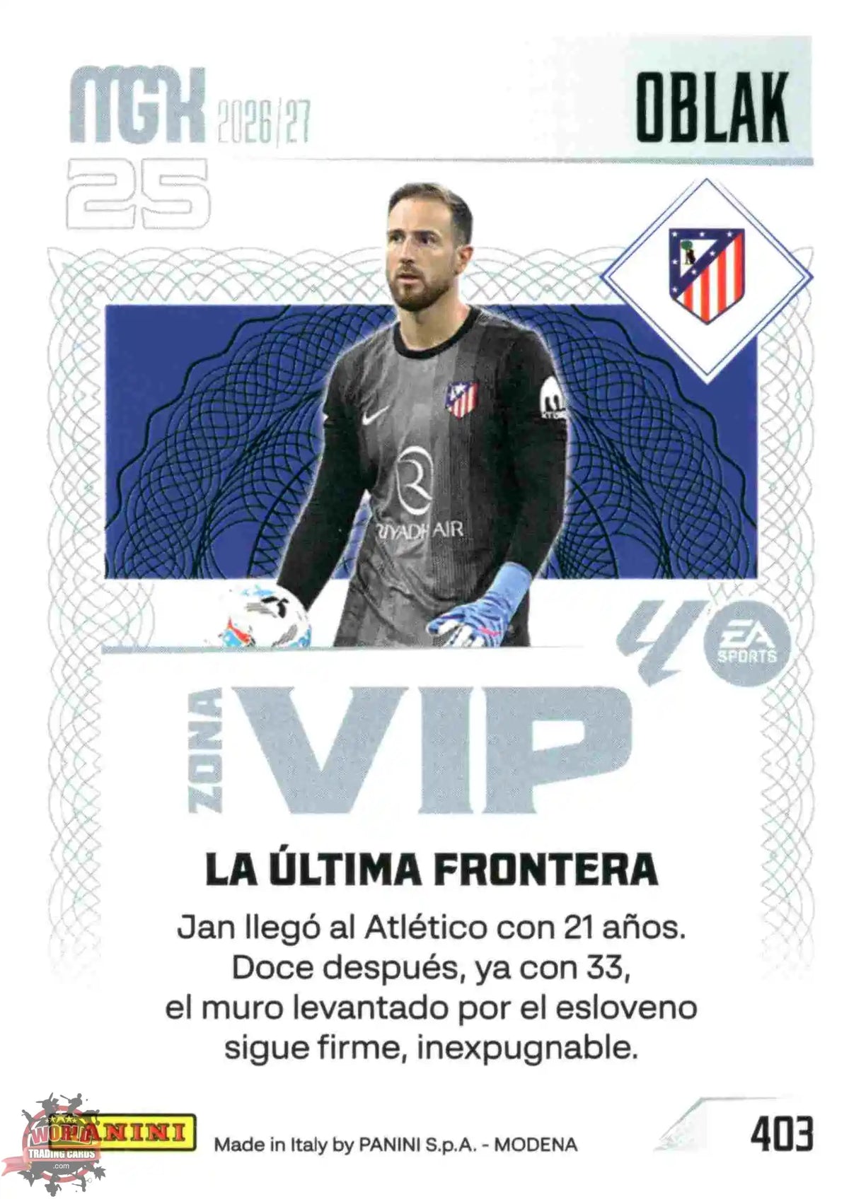 Panini | Megacracks | 2026-2027 | #403 | Oblak | Atlético de Madrid | Zona Vip