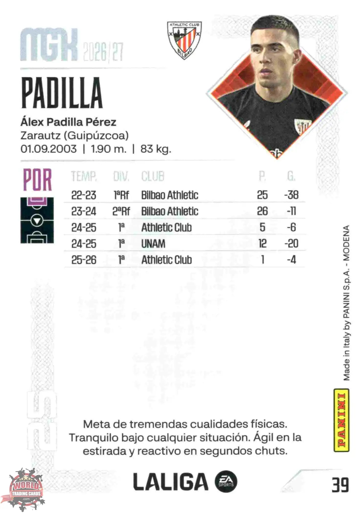 Panini | Megacracks | 2026-2027 | #039 | Padilla | Athletic Club | Basico
