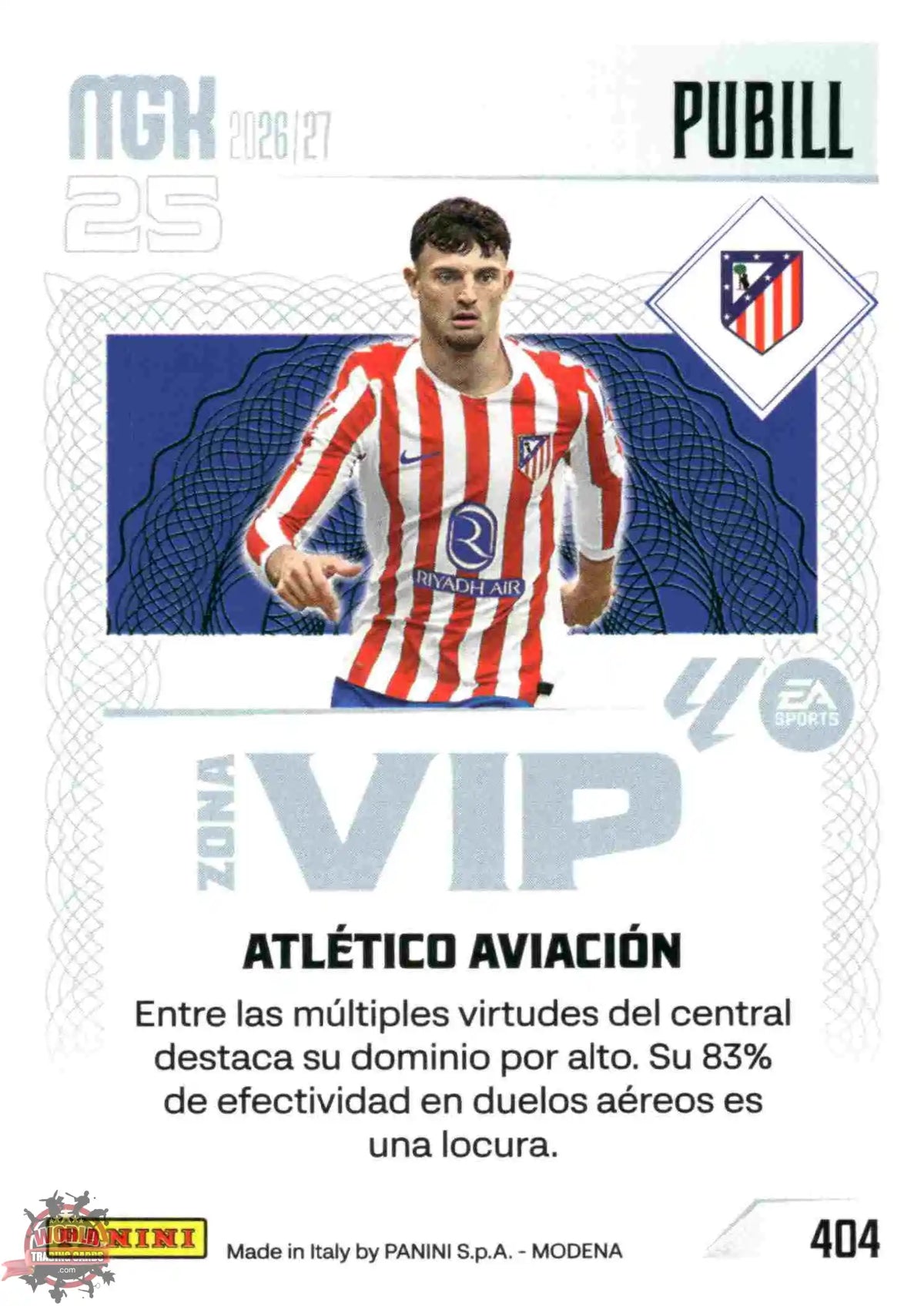 Panini | Megacracks | 2026-2027 | #404 | Pubill | Atlético de Madrid | Zona Vip