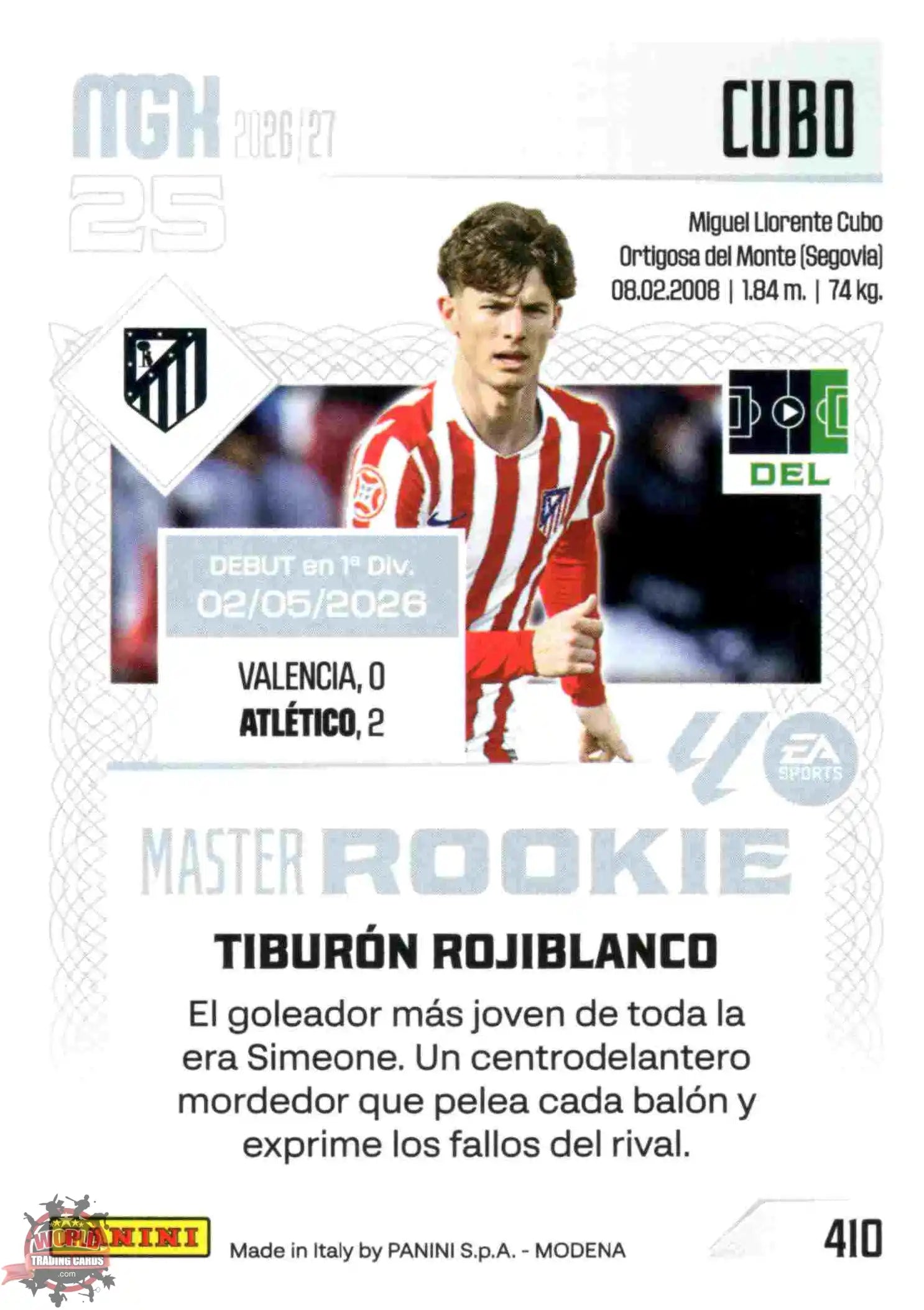 Panini | Megacracks | 2026-2027 | #410 | Cubo | Atlético de Madrid | Master Rookie
