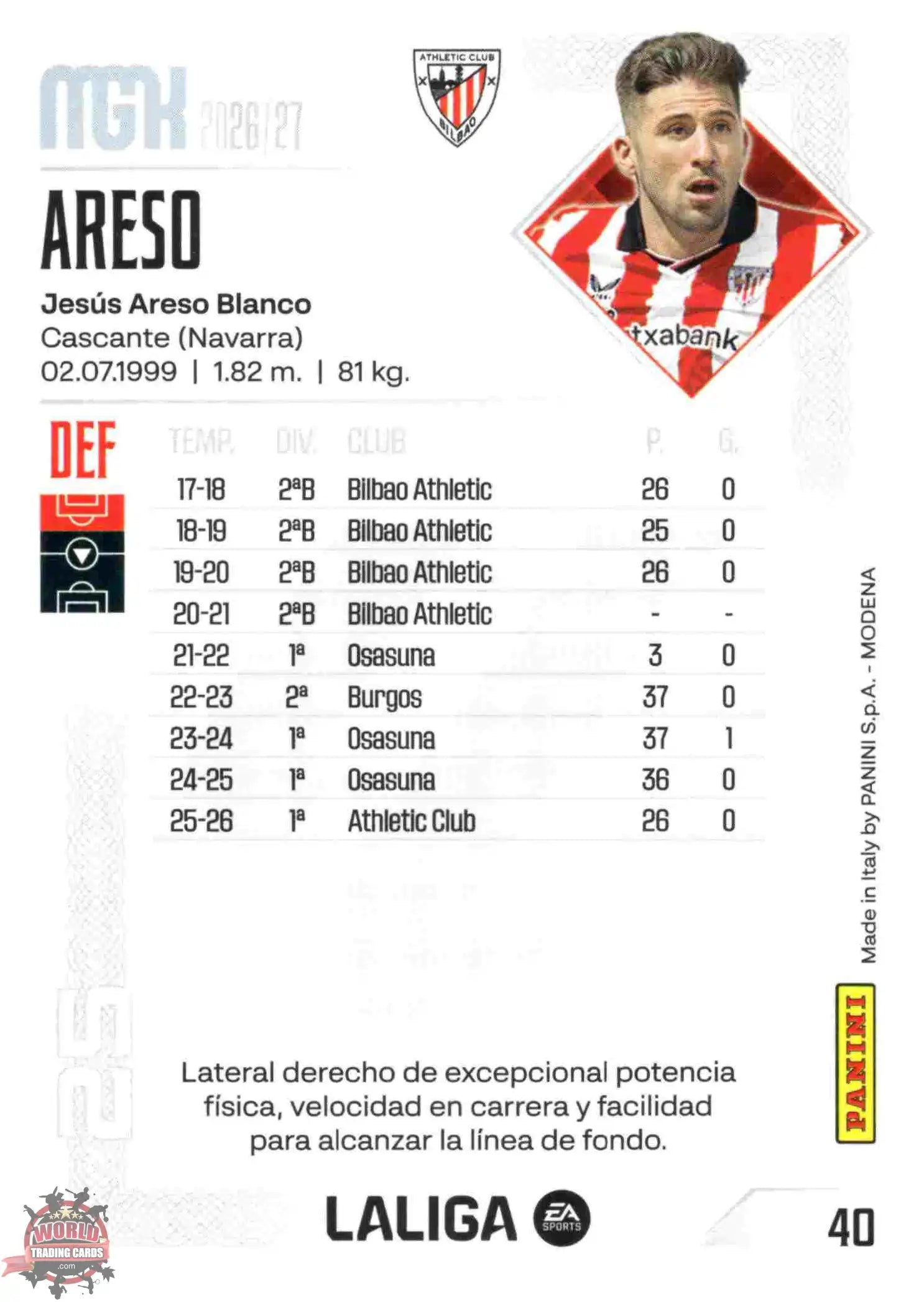 Panini | Megacracks | 2026-2027 | #040 | Areso | Athletic Club | Basico