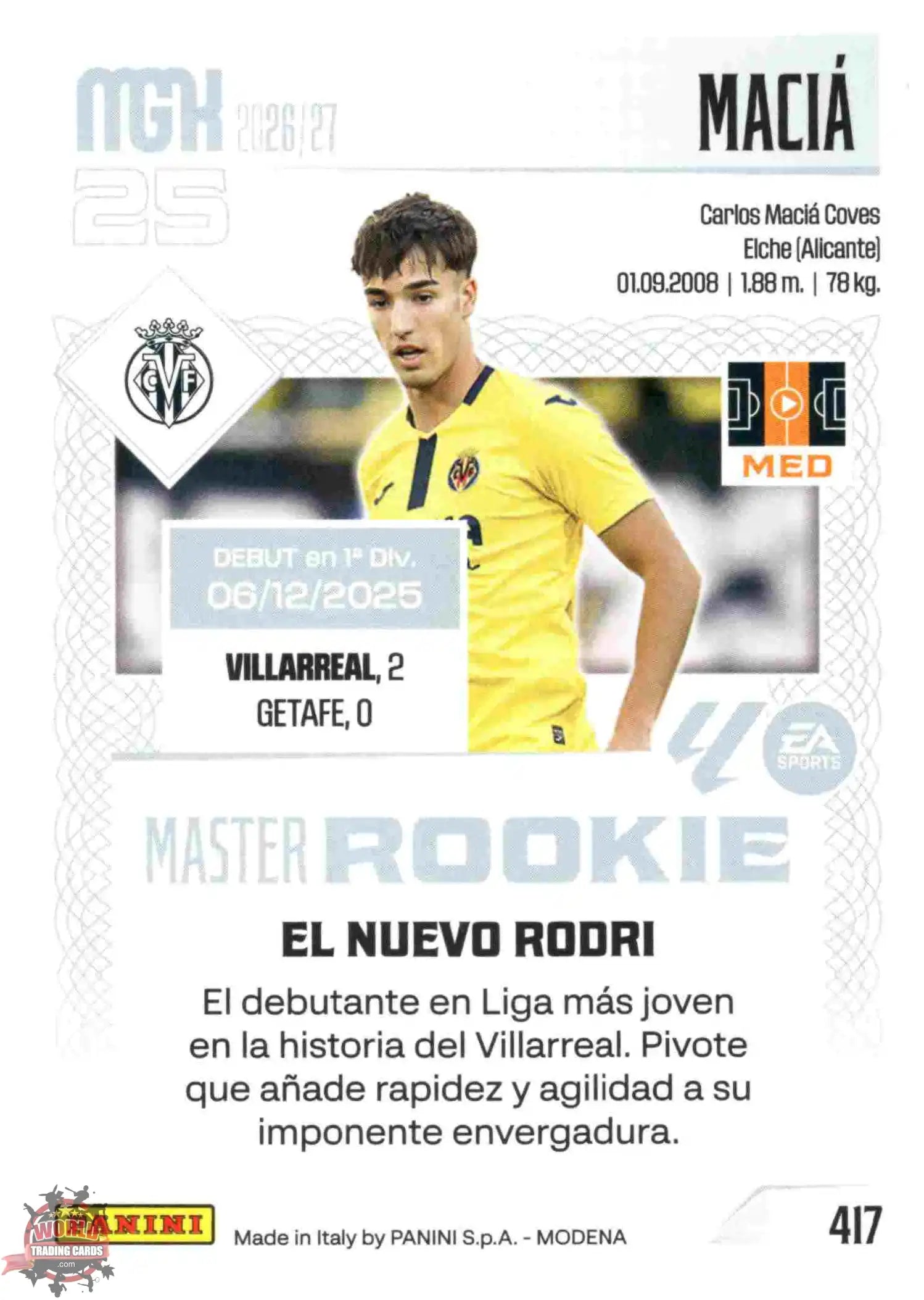 Panini | Megacracks | 2026-2027 | #417 | Macía | Villarreal CF | Master Rookie