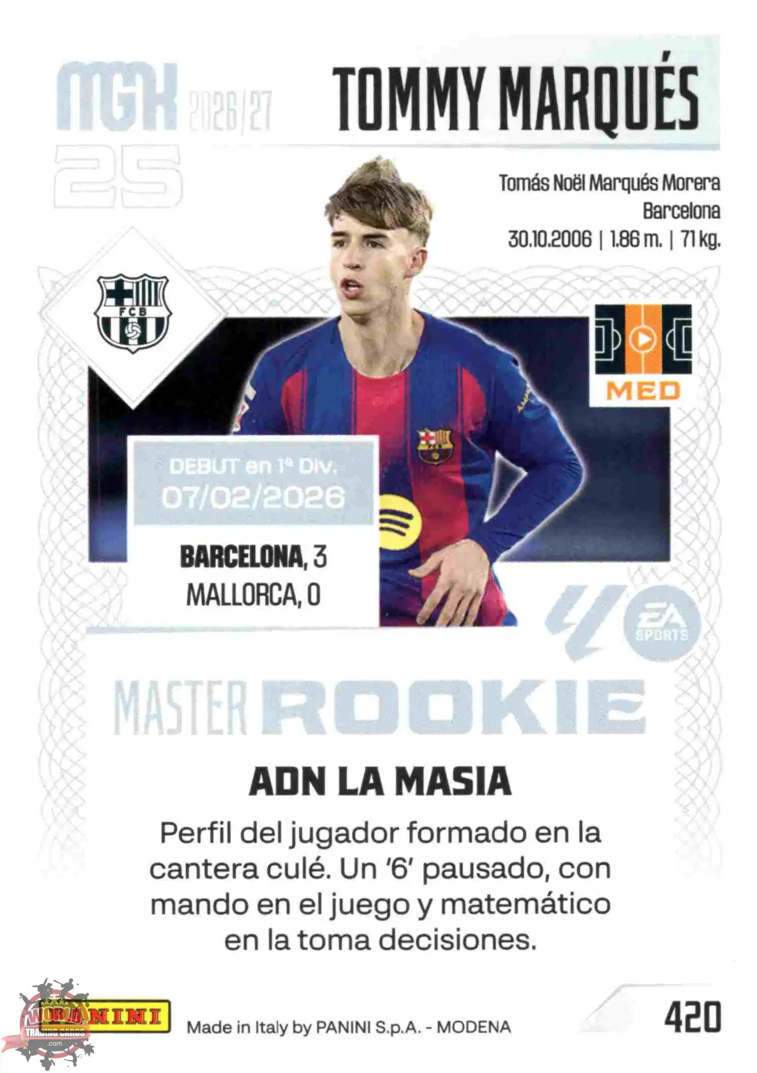 Panini | Megacracks | 2026-2027 | #420 | Tommy Marqués | FC Barcelona | Master Rookie