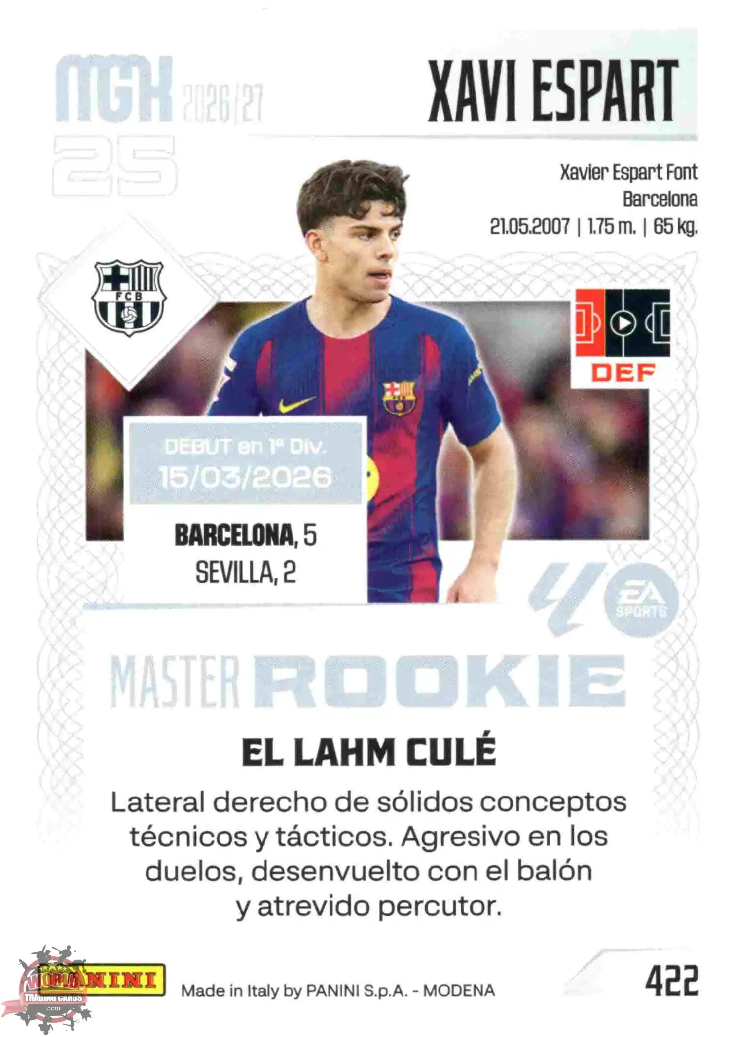 Panini | Megacracks | 2026-2027 | #422 | Xavi Espart | FC Barcelona | Master Rookie