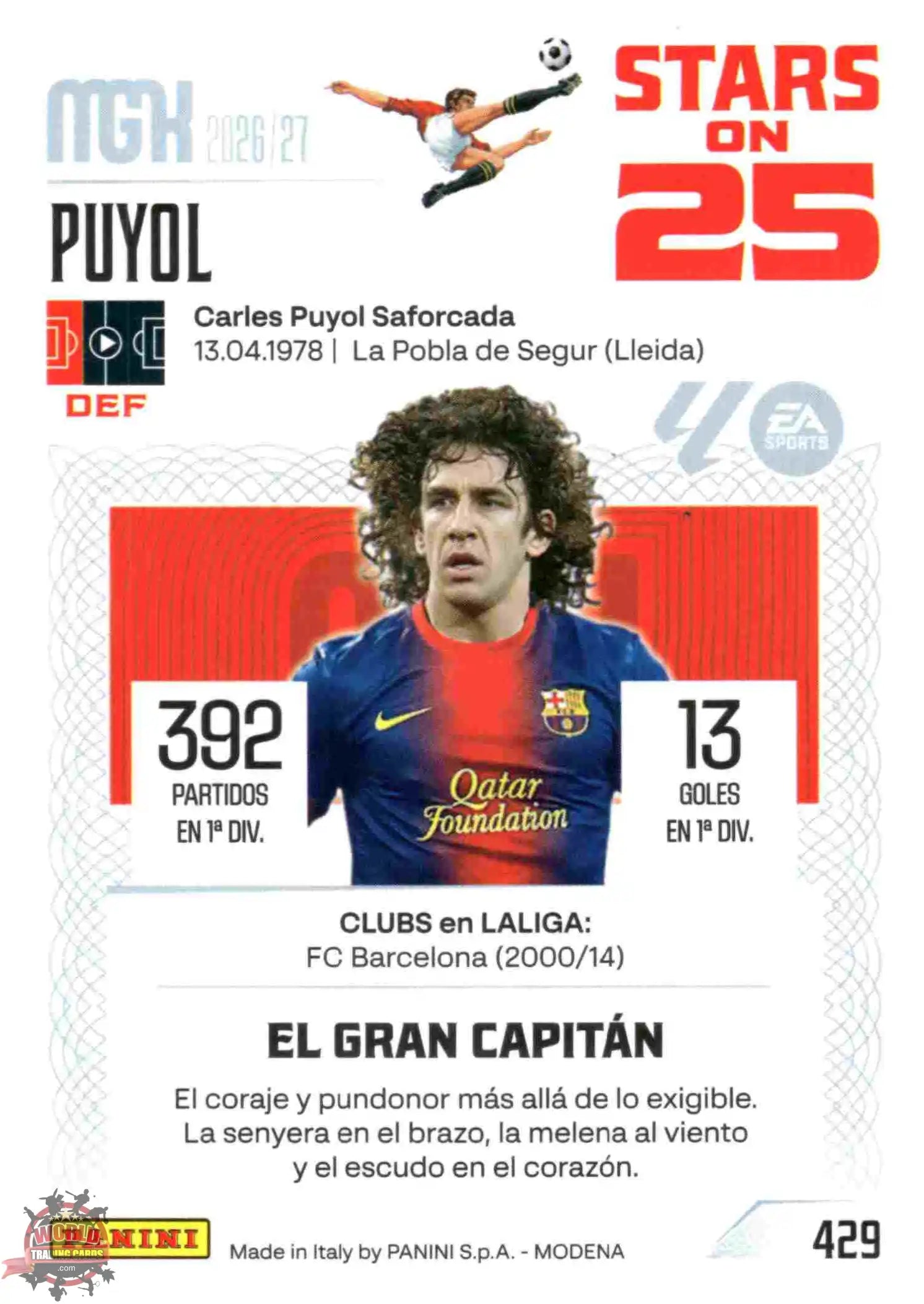 Panini | Megacracks | 2026-2027 | #429 | Puyol | FC Barcelona | Stars on 25
