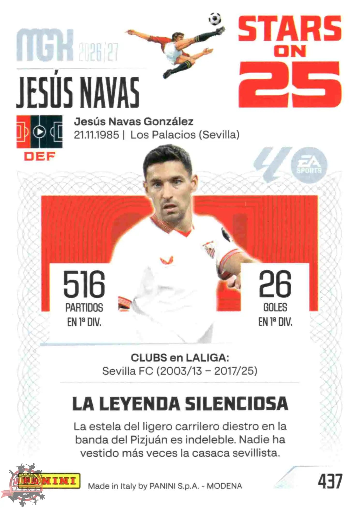 Panini | Megacracks | 2026-2027 | #437 | Jesús Navas | Sevilla FC | Stars on 25