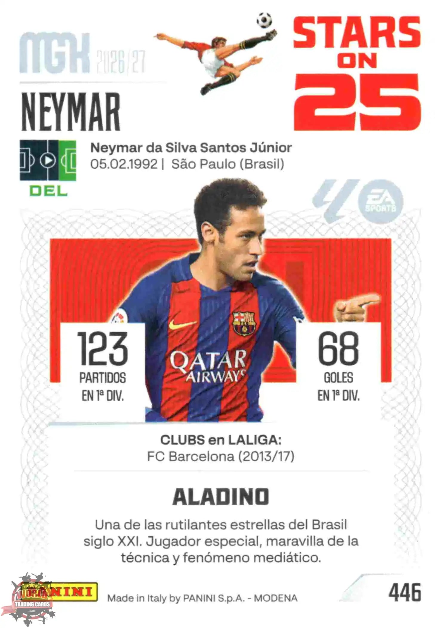 Panini | Megacracks | 2026-2027 | #446 | Neymar | FC Barcelona | Stars on 25