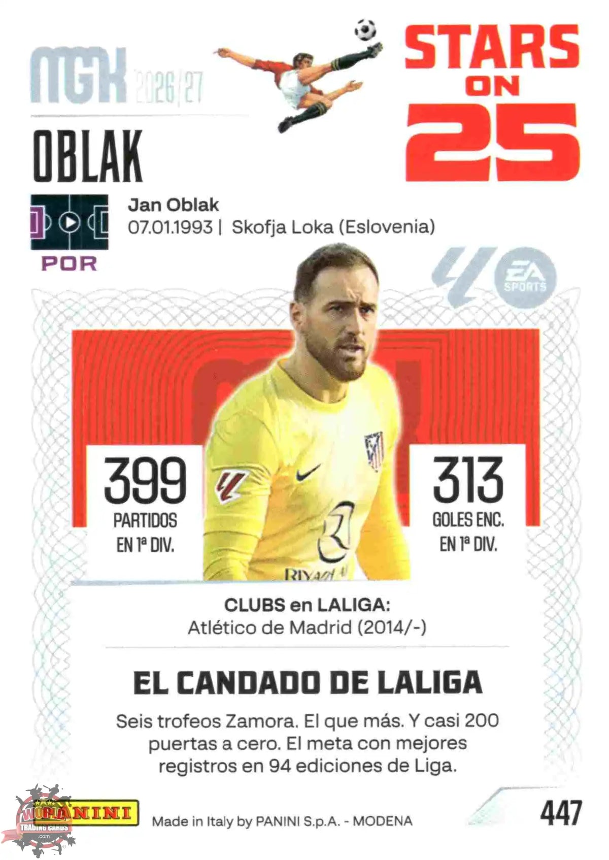 Panini | Megacracks | 2026-2027 | #447 | Oblak | Atlético de Madrid | Stars on 25