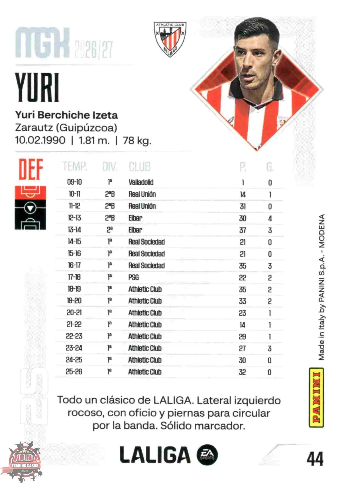 Panini | Megacracks | 2026-2027 | #044 | Yuri | Athletic Club | Basico