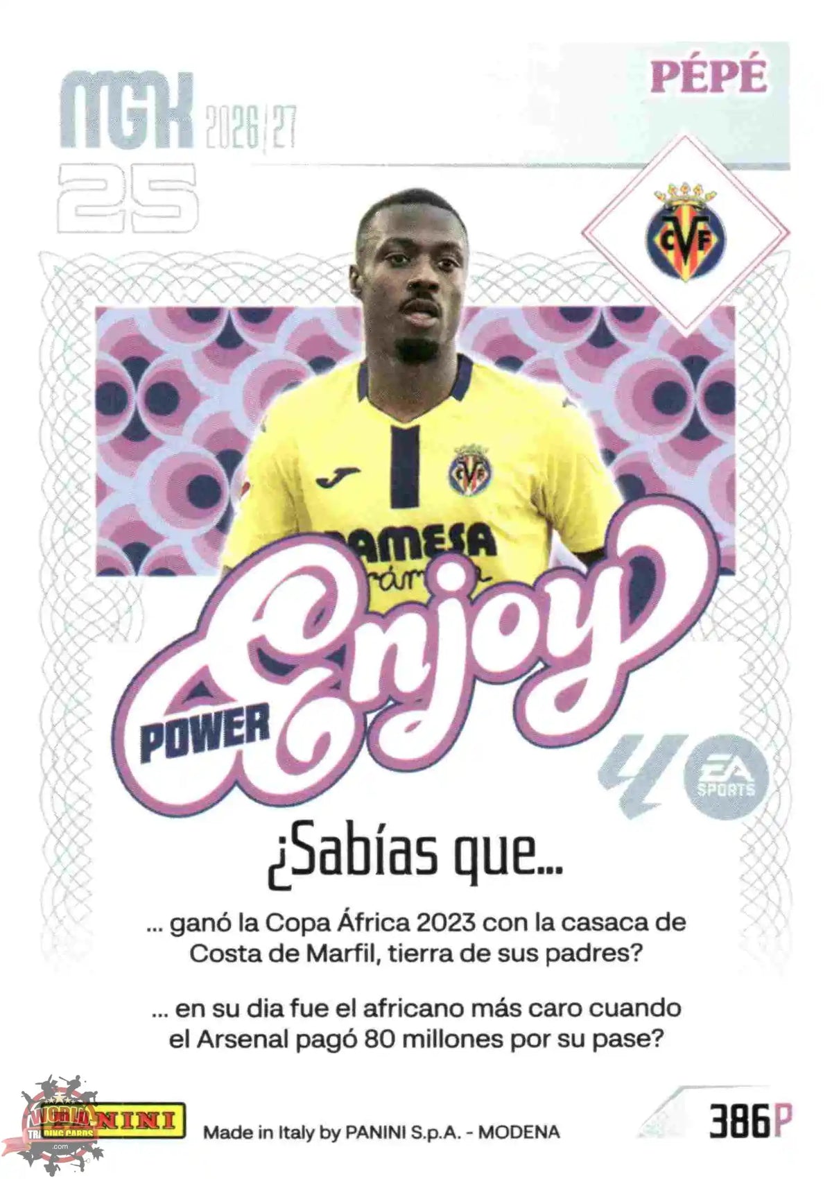 Panini | Megacracks | 2026-2027 | #386P | Pépé | Villarreal CF | Enjoy Power