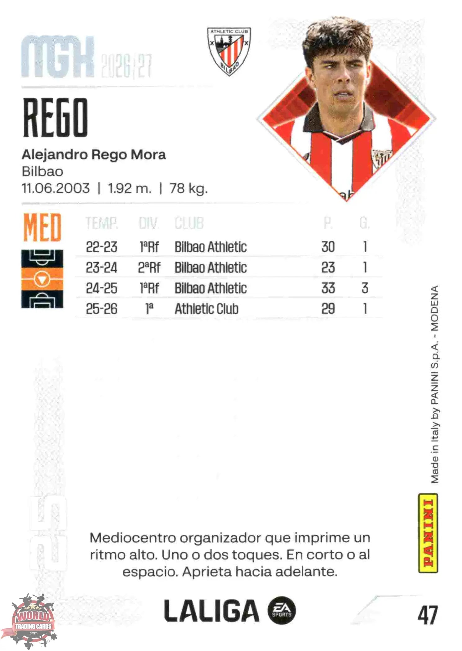 Panini | Megacracks | 2026-2027 | #047 | Rego | Athletic Club | Basico