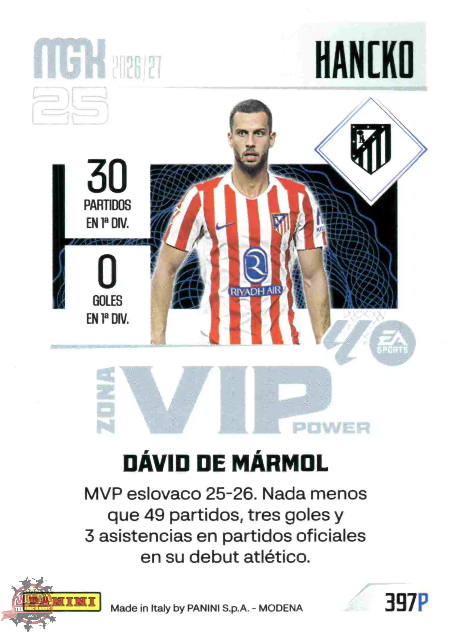 Panini | Megacracks | 2026-2027 | #397P | Hancko | Atlético de Madrid | Zona Vip Power