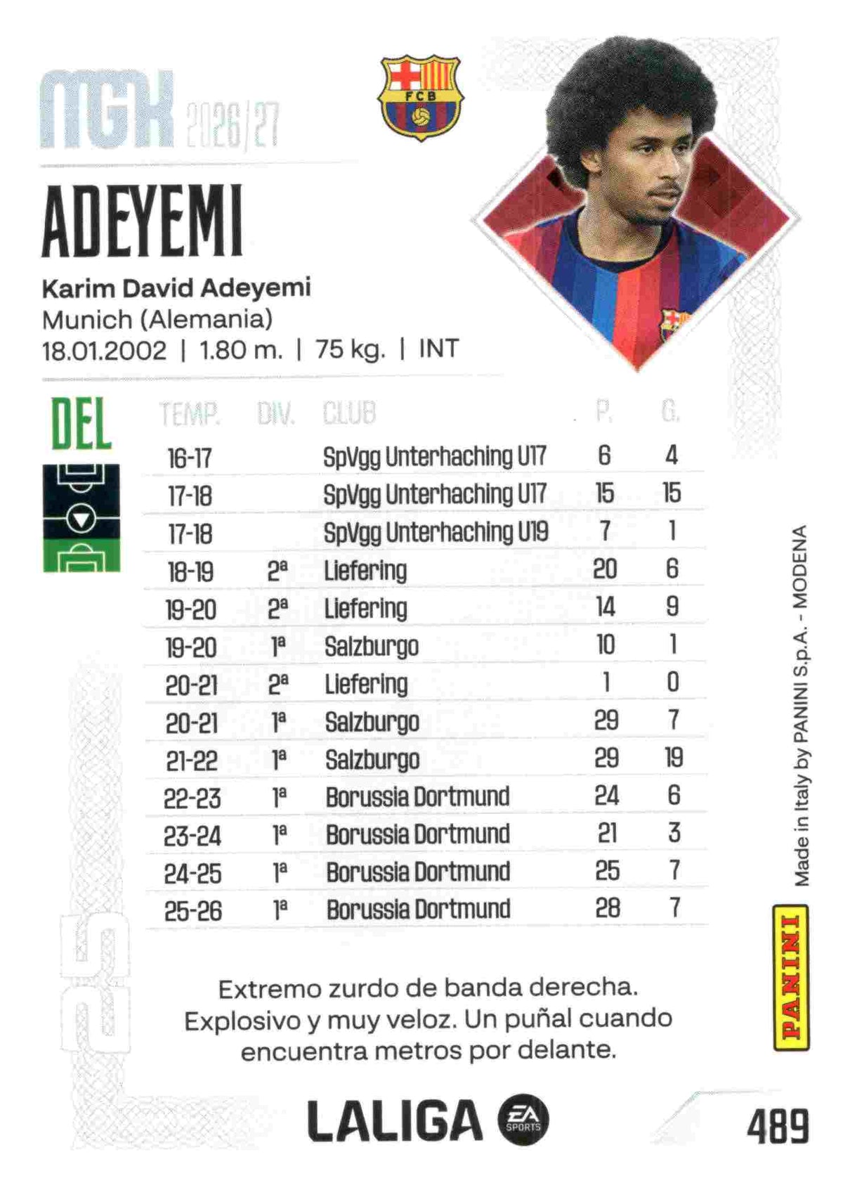 Panini | Megacracks | 2026-2027 | #489 | Adeyemi | FC Barcelona | Nuevo Fichaje