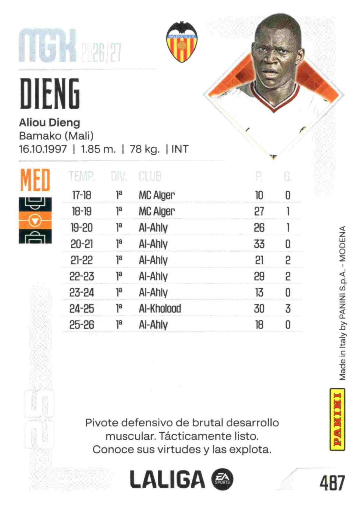 Panini | Megacracks | 2026-2027 | #487 | Dieng | Valencia CF | Nuevo Fichaje