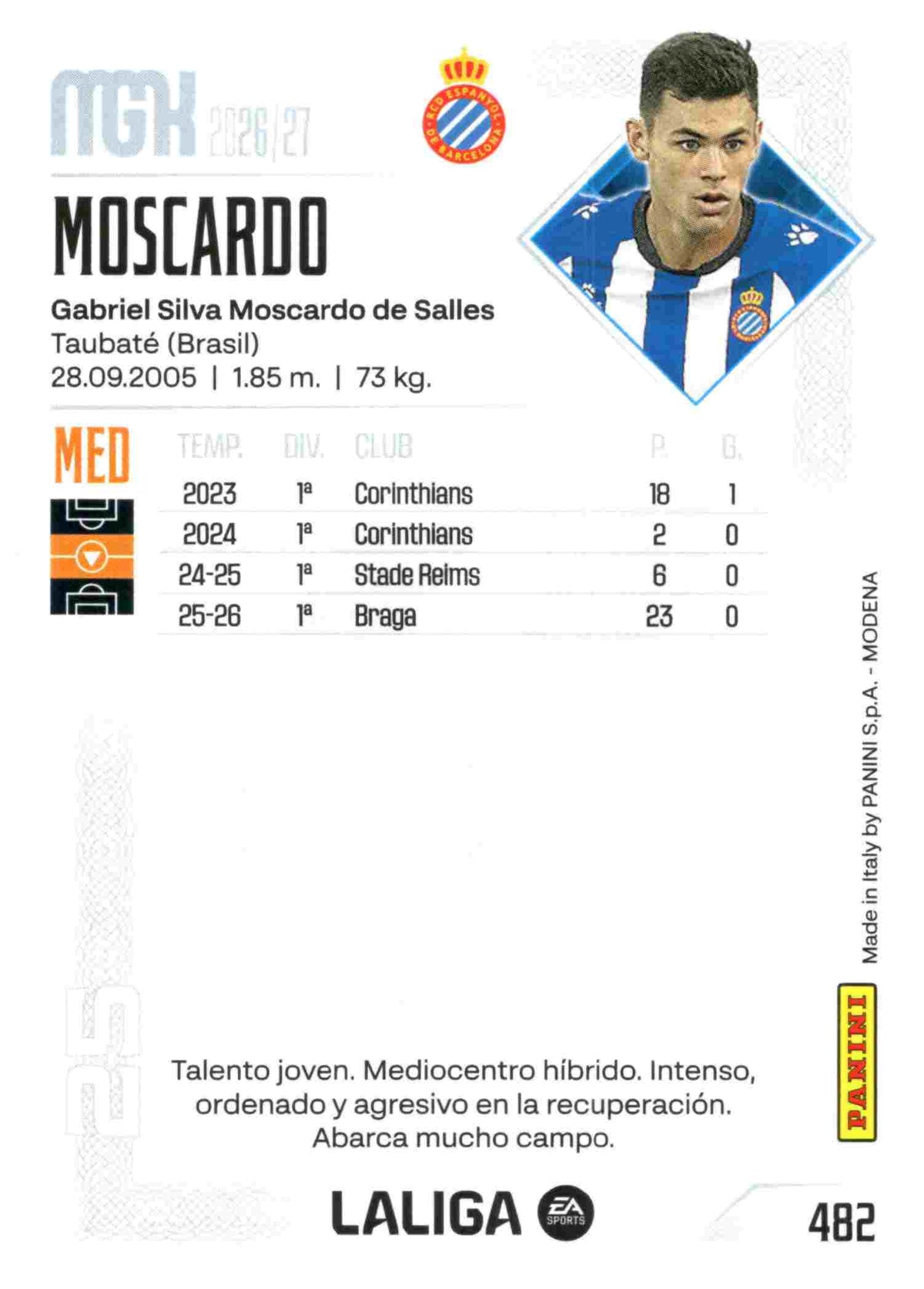 Panini | Megacracks | 2026-2027 | #482 | Moscardo | RCD Espanyol | Nuevo Fichaje