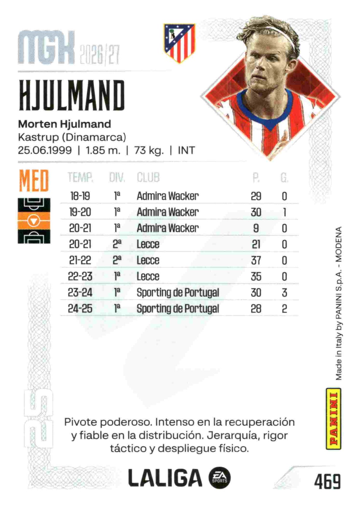 Panini | Megacracks | 2026-2027 | #469 | Hjulmand | Atlético de Madrid | Nuevo Fichaje
