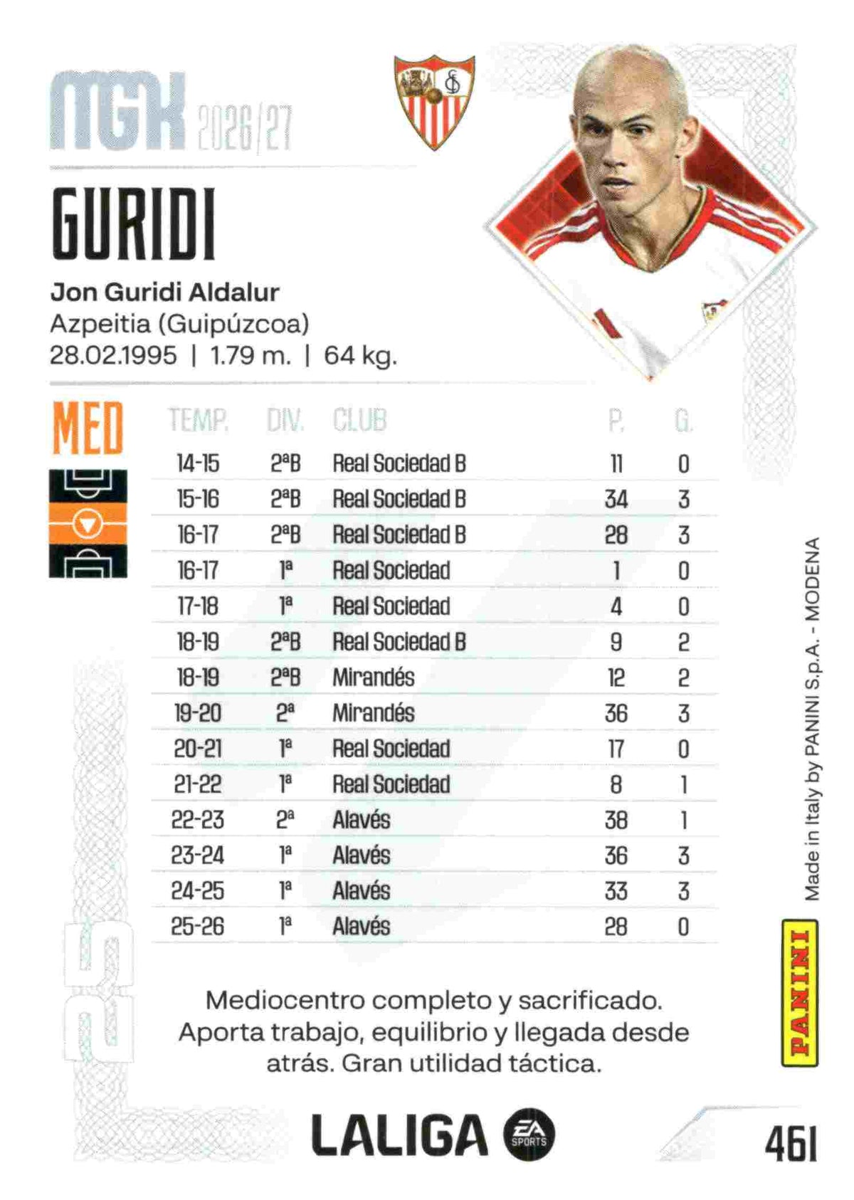 Panini | Megacracks | 2026-2027 | #461 | Guridi | Sevilla FC | Nuevo Fichaje