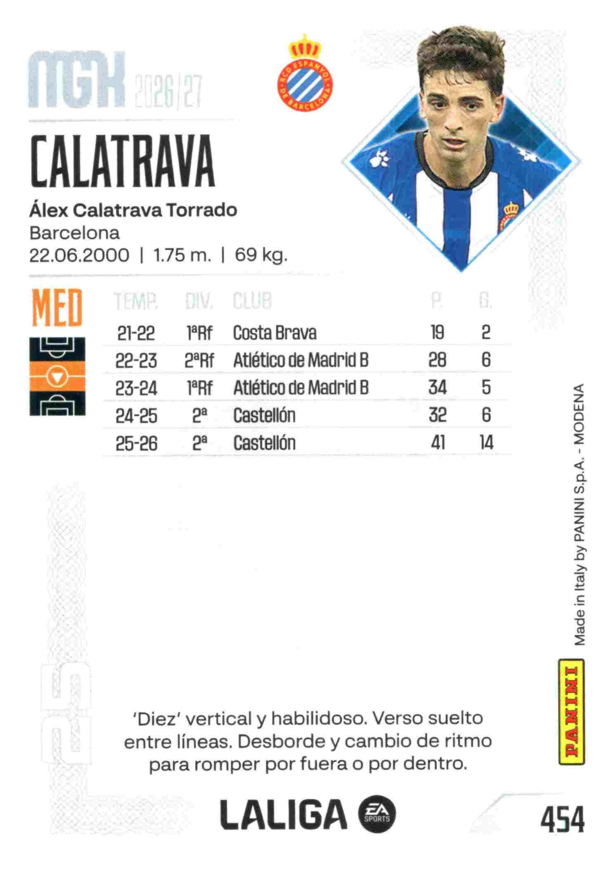 Panini | Megacracks | 2026-2027 | #454 | Calatrava | RCD Espanyol | Nuevo Fichaje