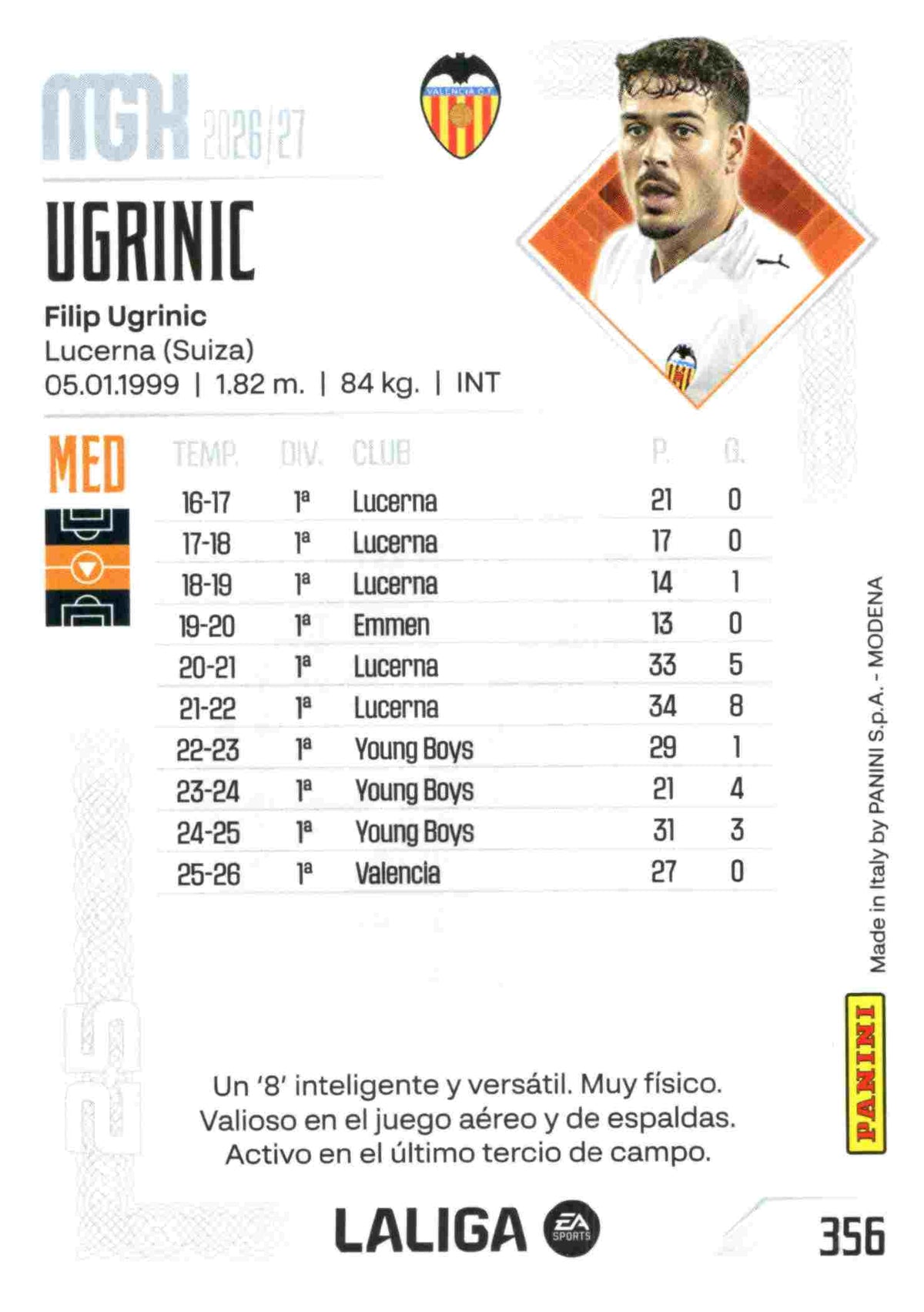 Panini | Megacracks | 2026-2027 | #356 | Ugrinic | Valencia CF | Basico