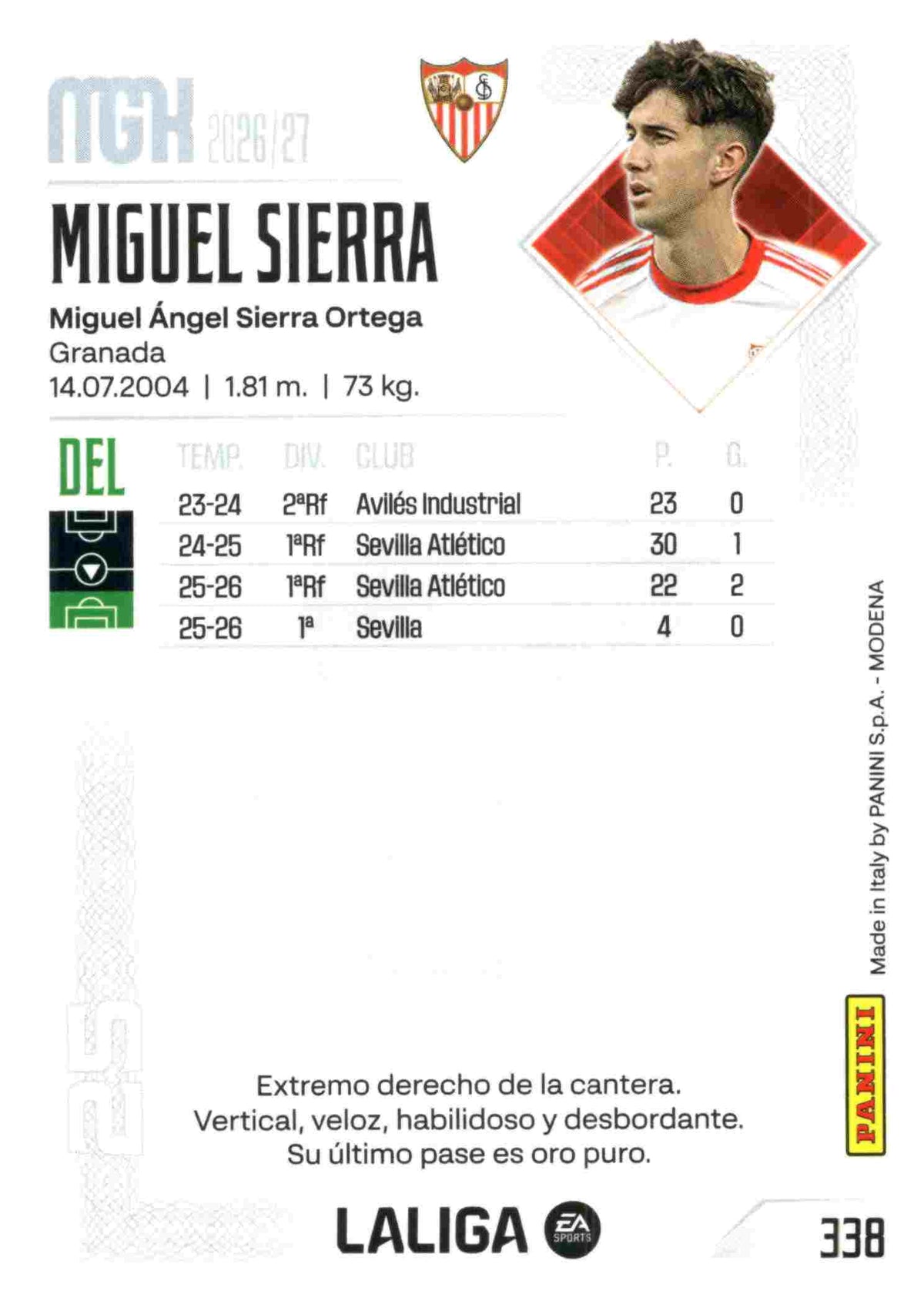 Panini | Megacracks | 2026-2027 | #338 | Miguel Sierra | Sevilla FC | Basico