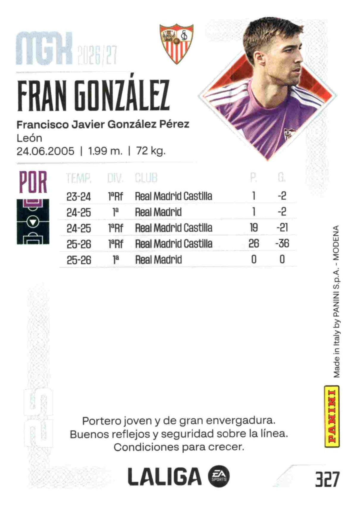 Panini | Megacracks | 2026-2027 | #327 | Fran González | Sevilla FC | Basico