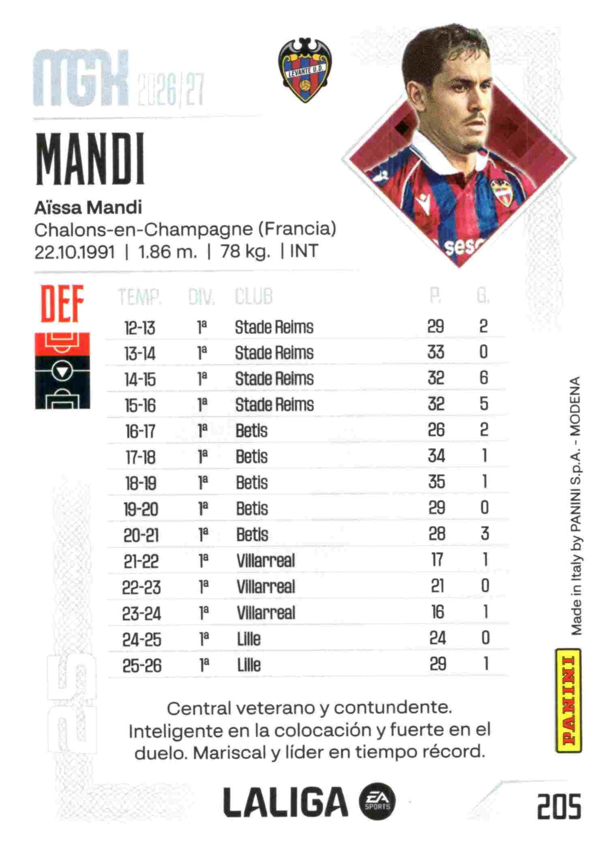Panini | Megacracks | 2026-2027 | #205 | Mandi | Levante UD | Basico