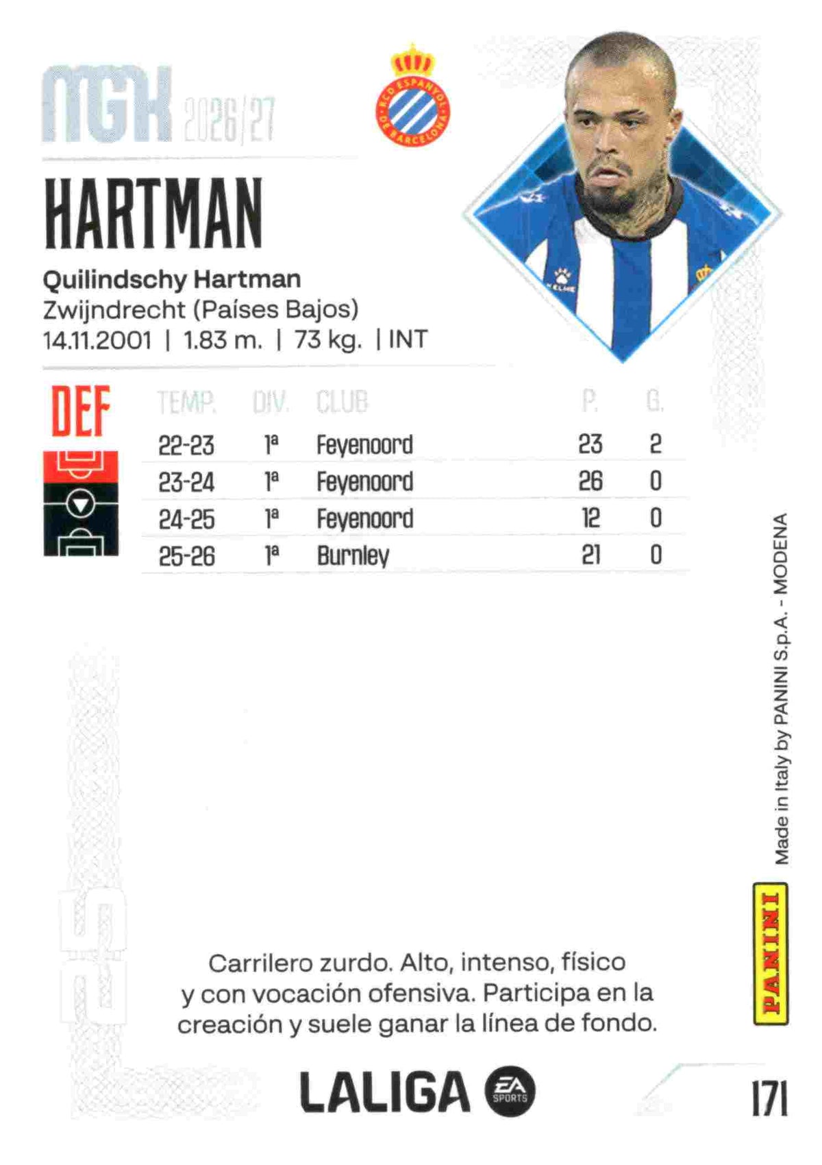 Panini | Megacracks | 2026-2027 | #171 | Hartman | RCD Espanyol | Basico