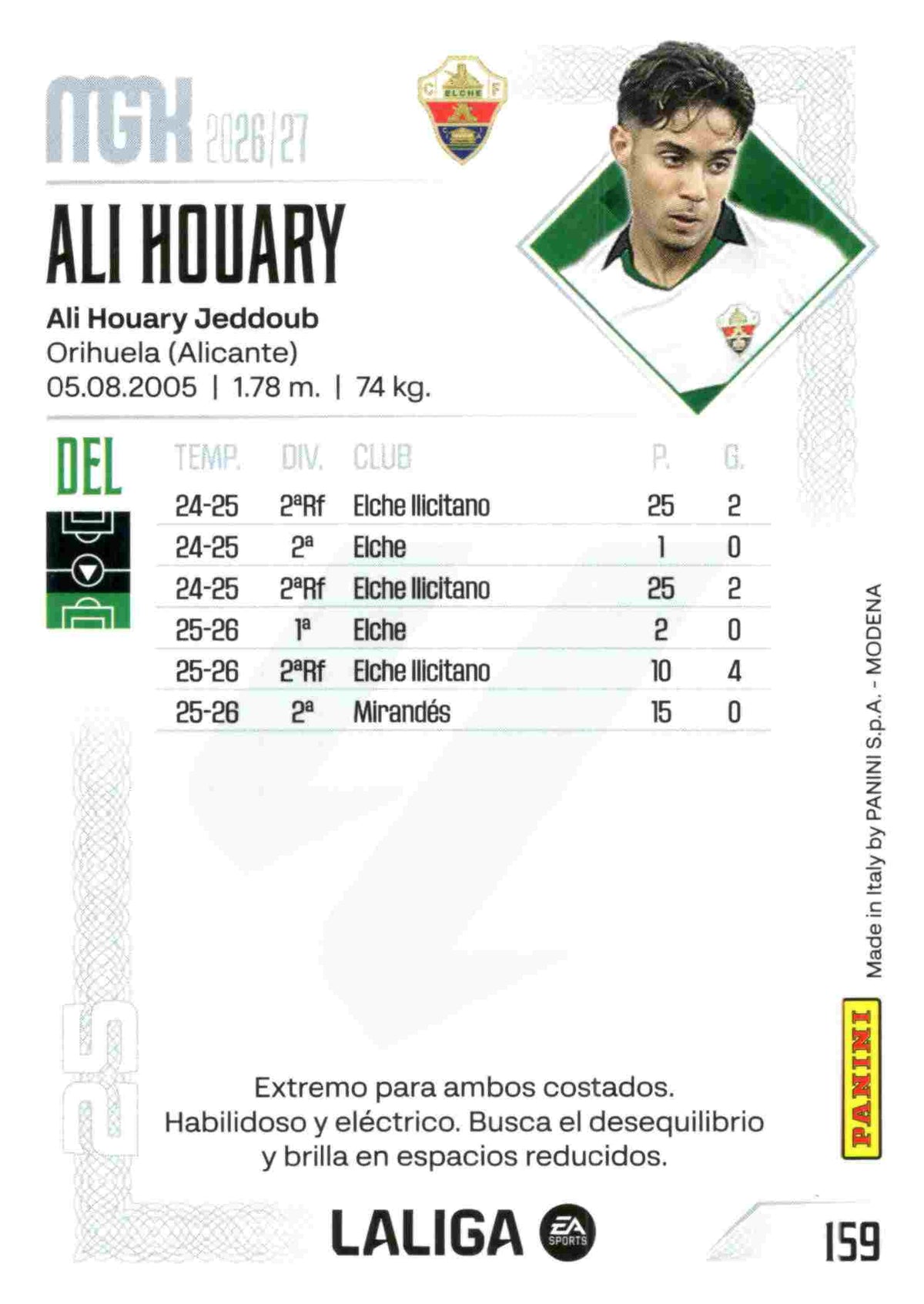 Panini | Megacracks | 2026-2027 | #159 | Ali Houary | Elche CF | Basico