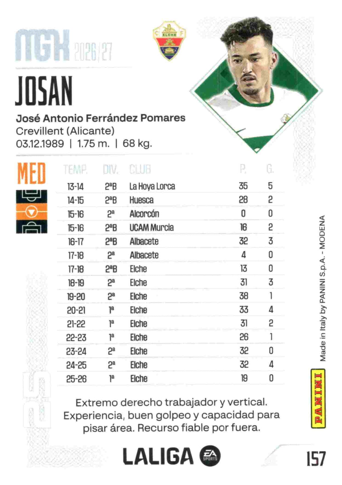 Panini | Megacracks | 2026-2027 | #157 | Josan | Elche CF | Basico