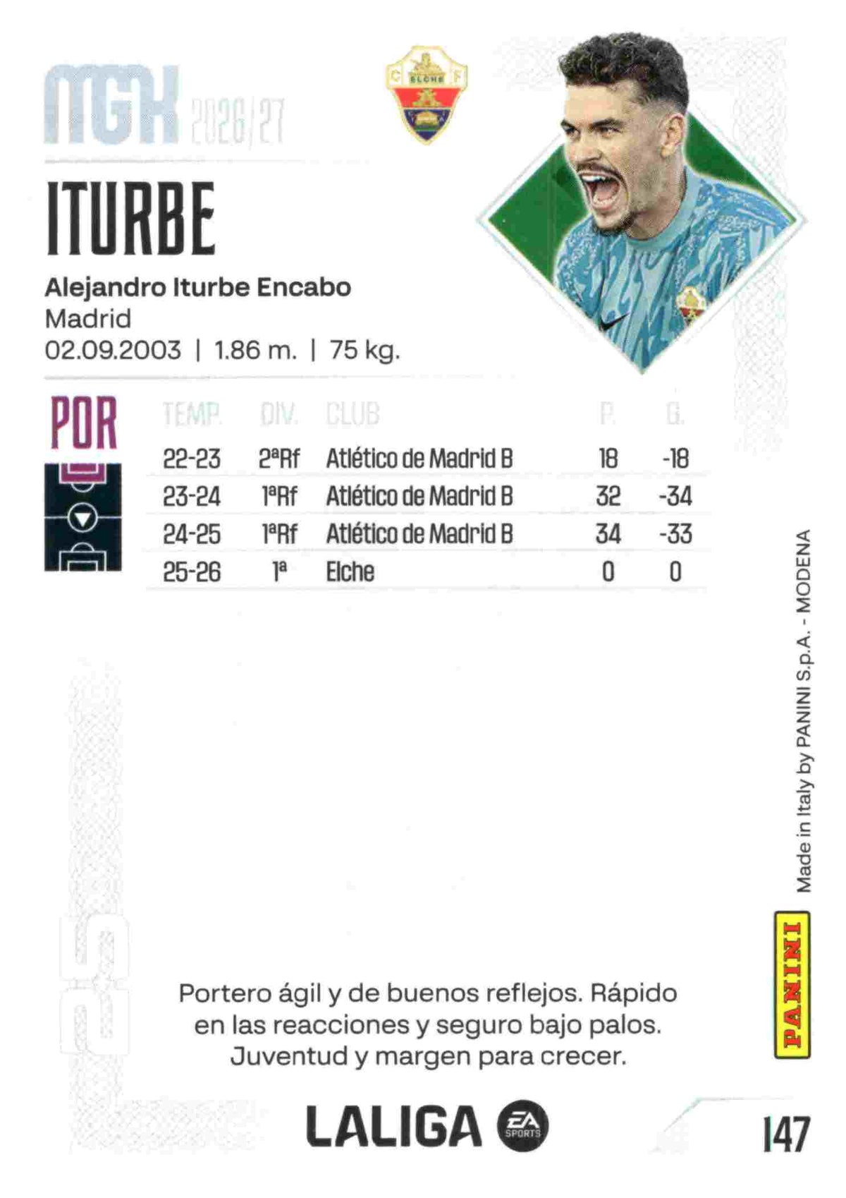 Panini | Megacracks | 2026-2027 | #147 | Iturbe | Elche CF | Basico