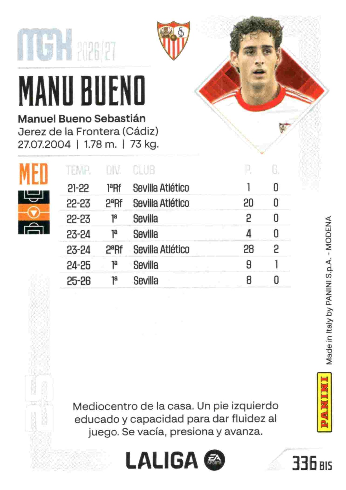 Panini | Megacracks | 2026-2027 | #336 BIS  | Manu Bueno | Sevilla FC | Basico Bis
