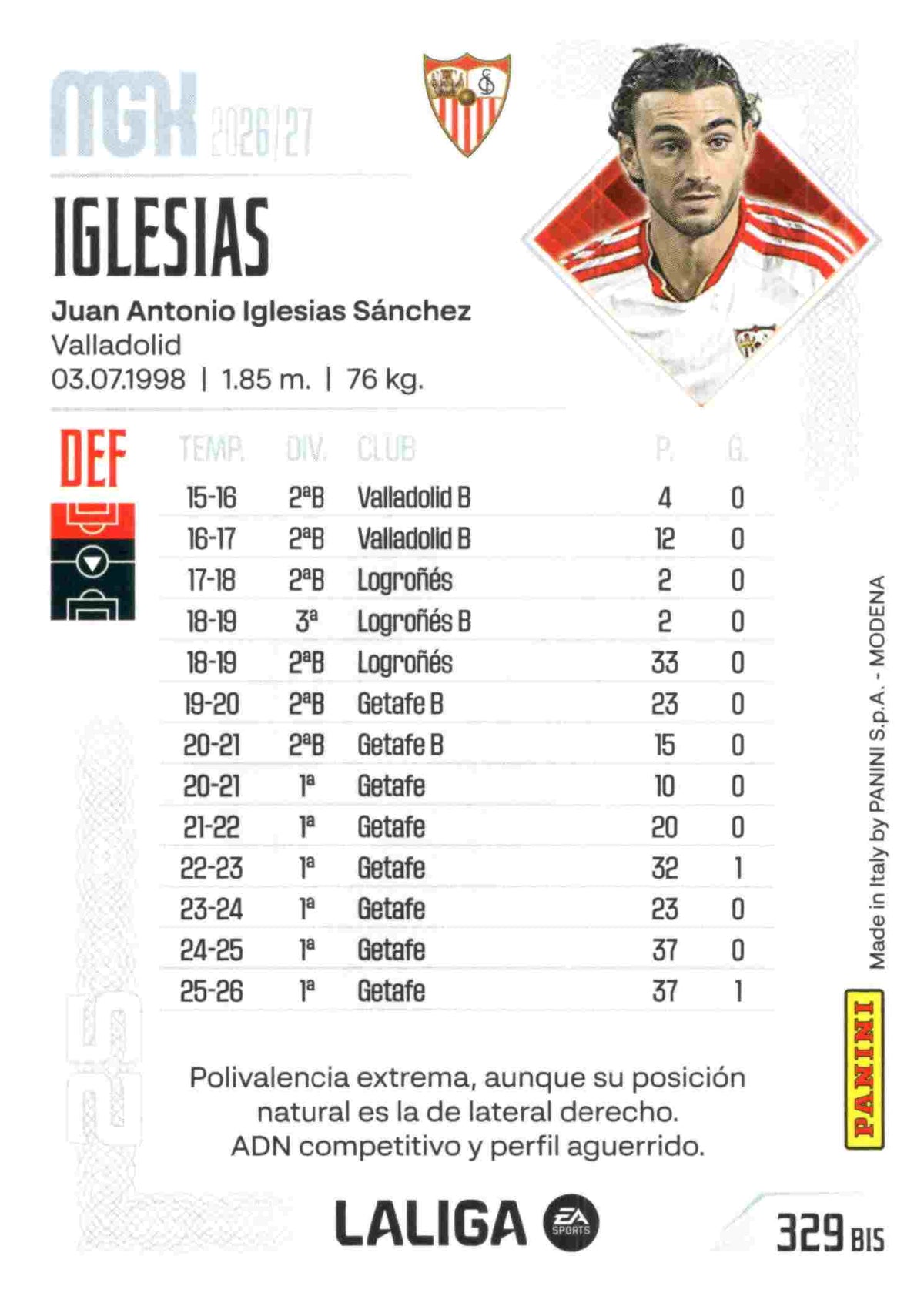 Panini | Megacracks | 2026-2027 | #329 BIS  | Iglesias | Sevilla FC | Basico Bis