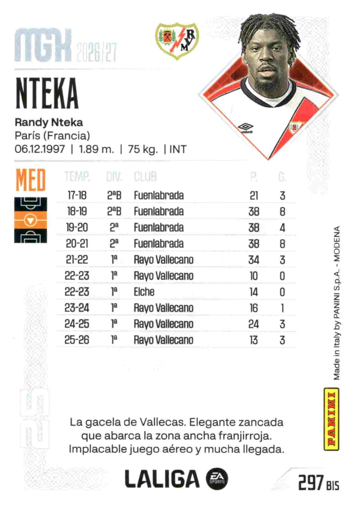 Panini | Megacracks | 2026-2027 | #297 BIS  | Nteka | Rayo Vallecano | Basico Bis