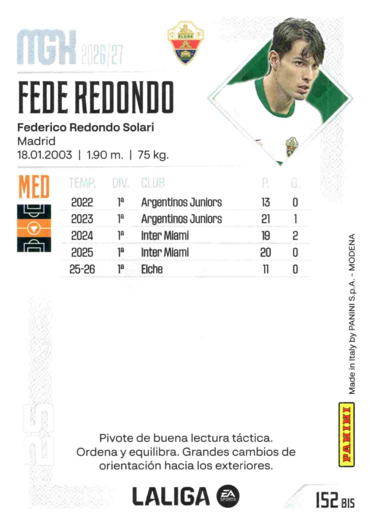 Panini | Megacracks | 2026-2027 | #152 BIS  | Fede Redondo | Elche CF | Basico Bis